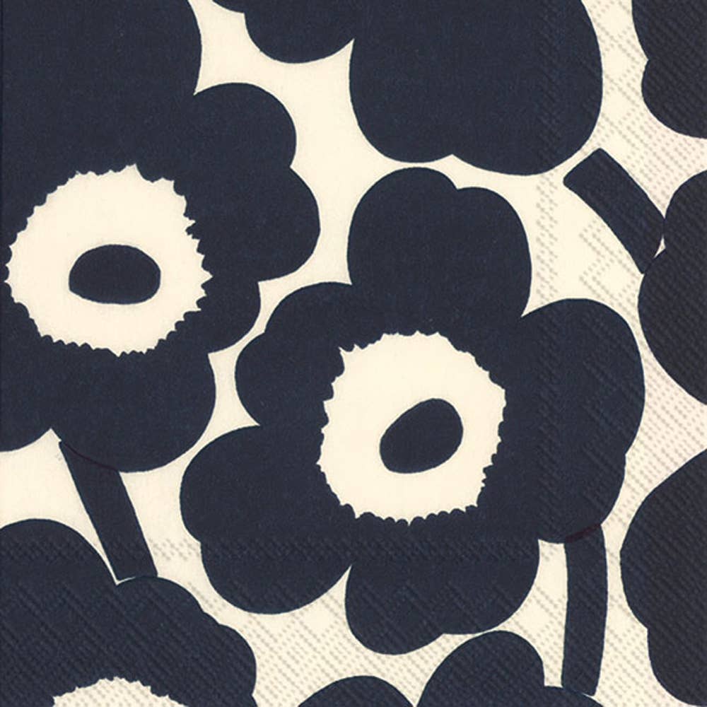 Black Floral Marimekko Paper Cocktail Napkin 20 pack