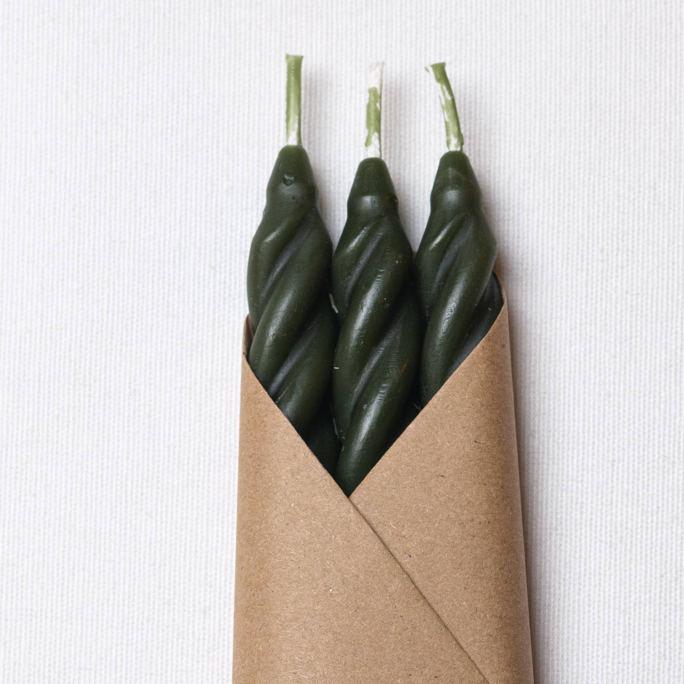 Pine Spiral Handmade Beeswax Taper Candles - Set of 3