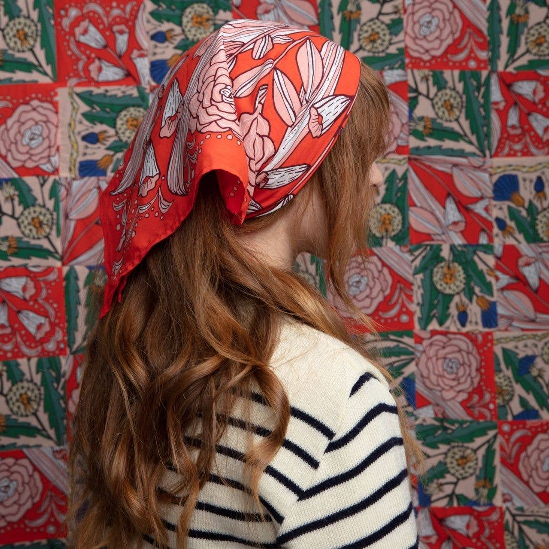 Red Floral Cotton Bandana