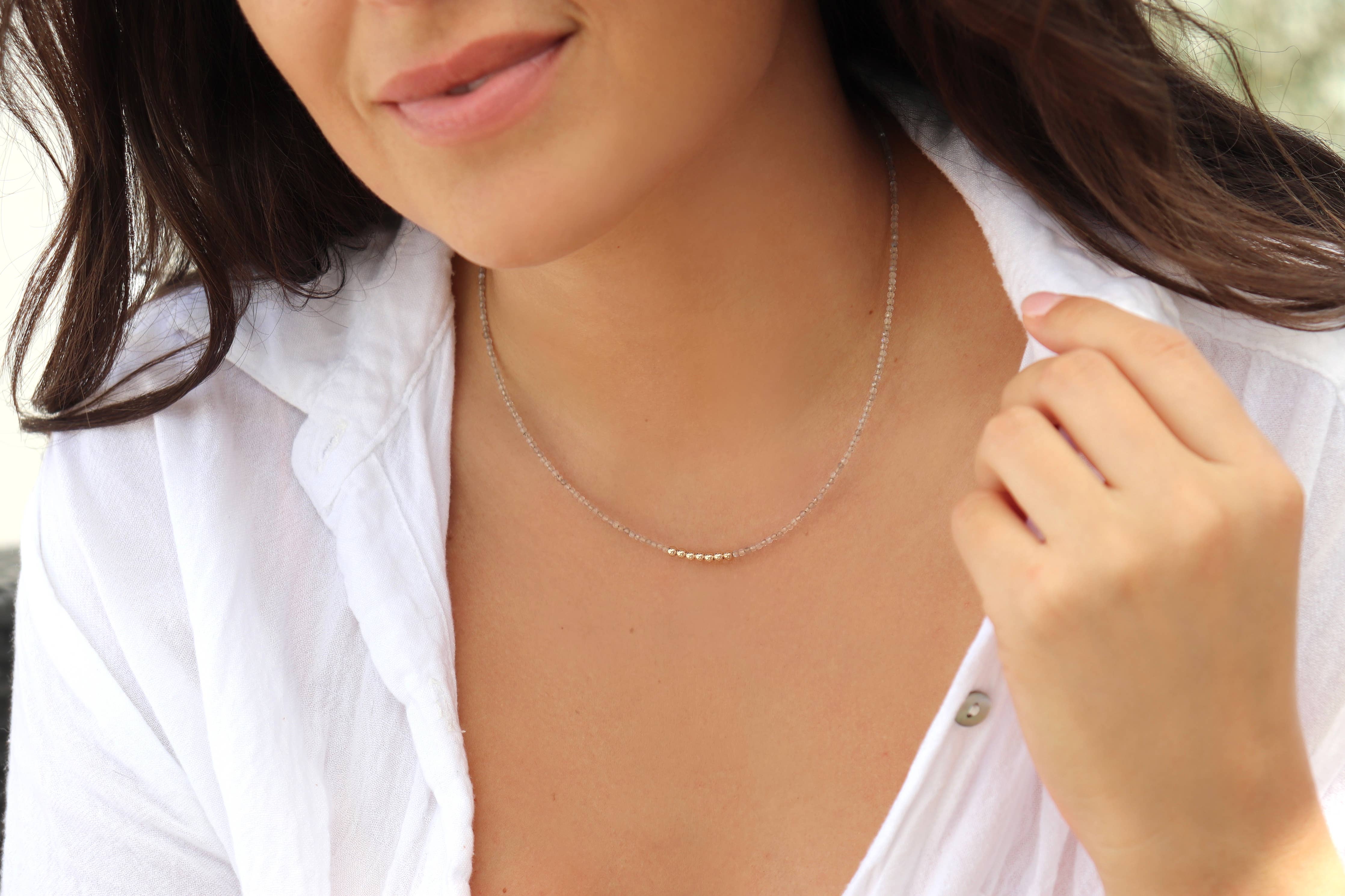 Lucky Necklace - Delicate Handmade Gemstone Choker