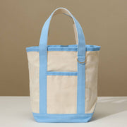 Light Blue Medium Cotton Canvas Tote Bag