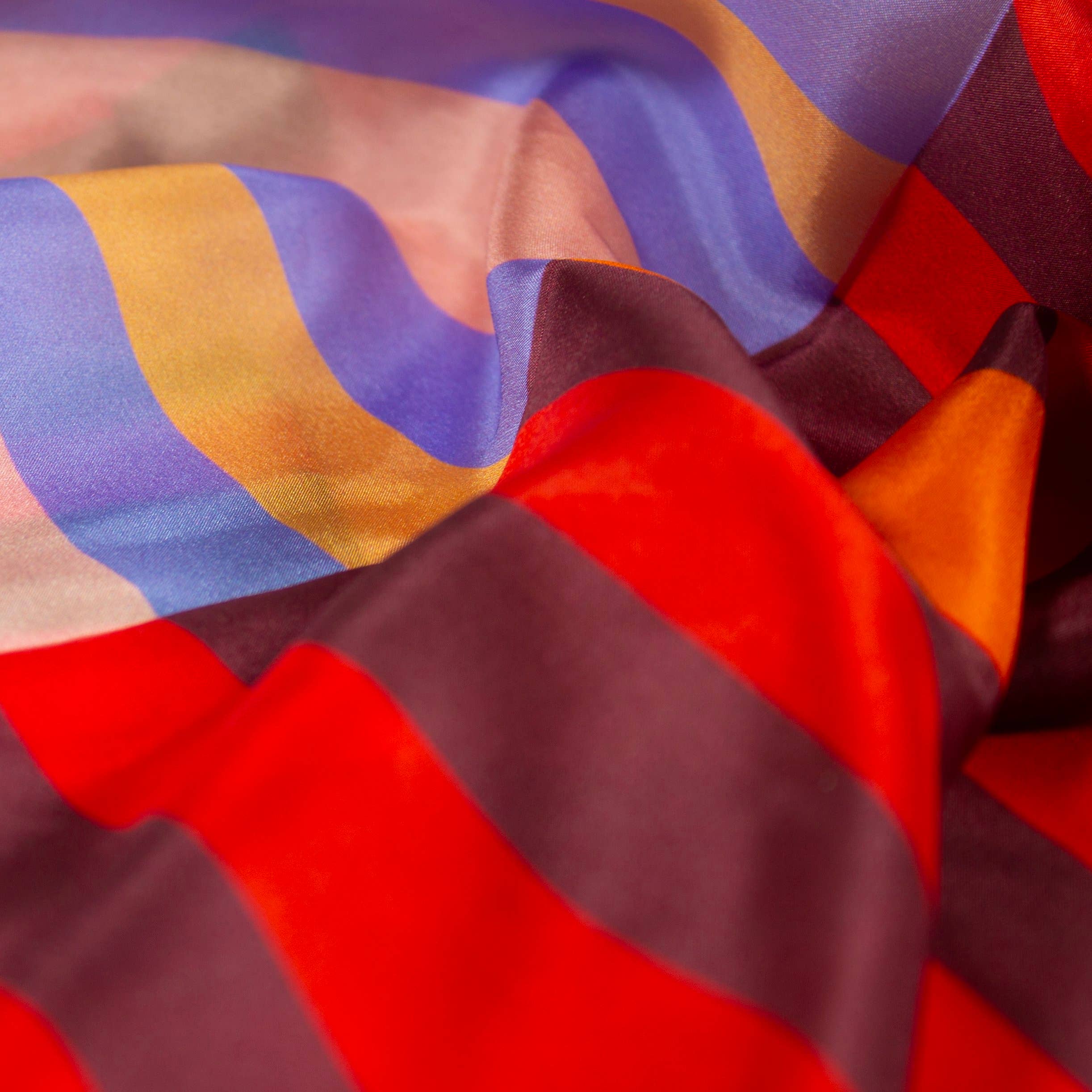 Red Colorblock 100% Silk Scarf Bandana