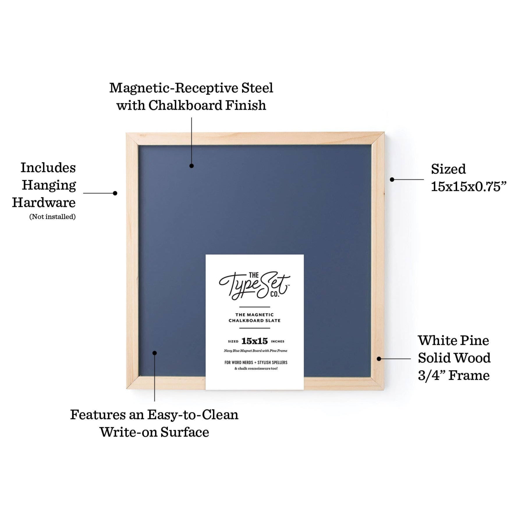 Navy Blue Magnetic Chalkboard 15x15