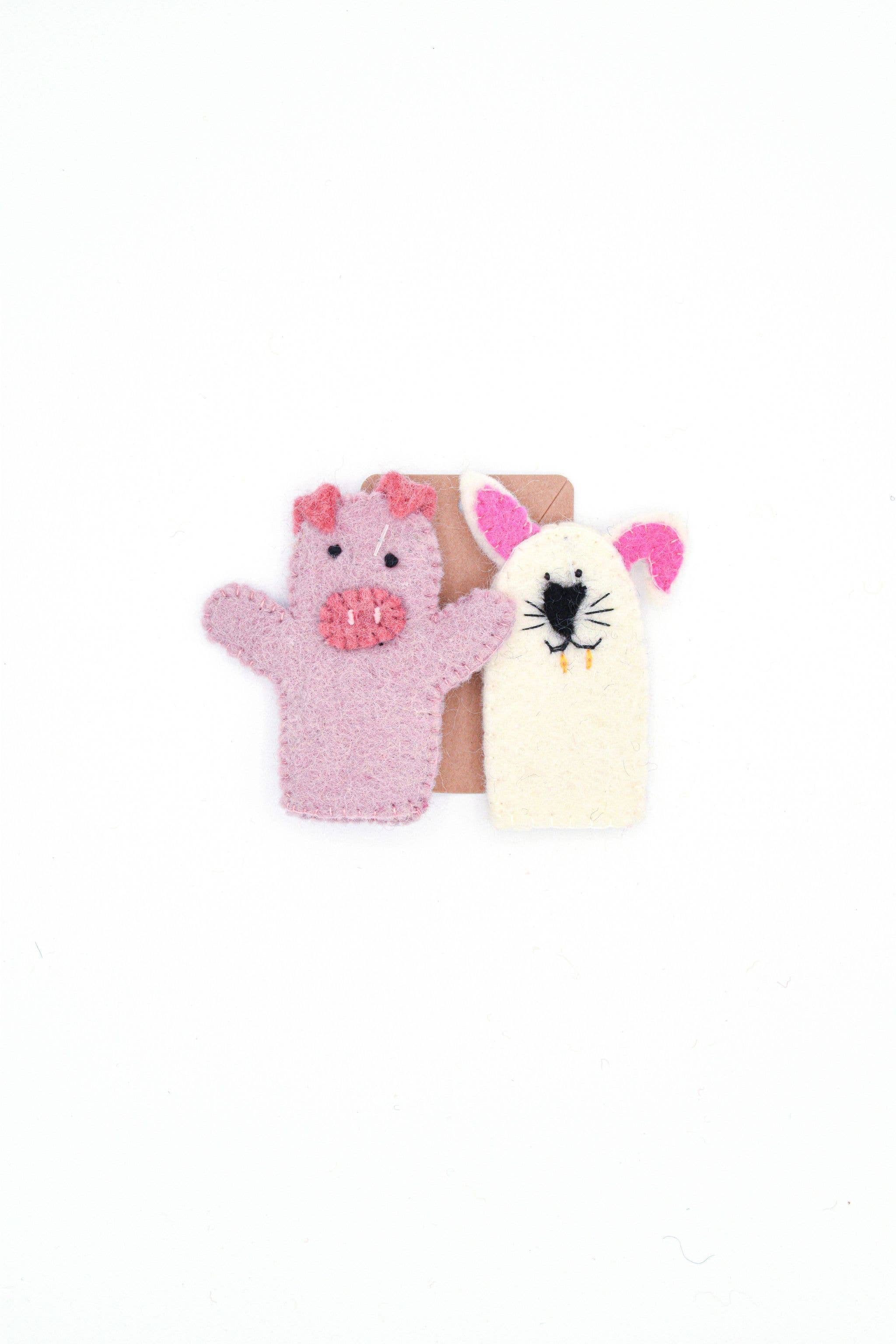 Rabbit and Pig Finger Puppets