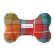 Plaid Flannel Fall Dog Bone Squeaky Toy