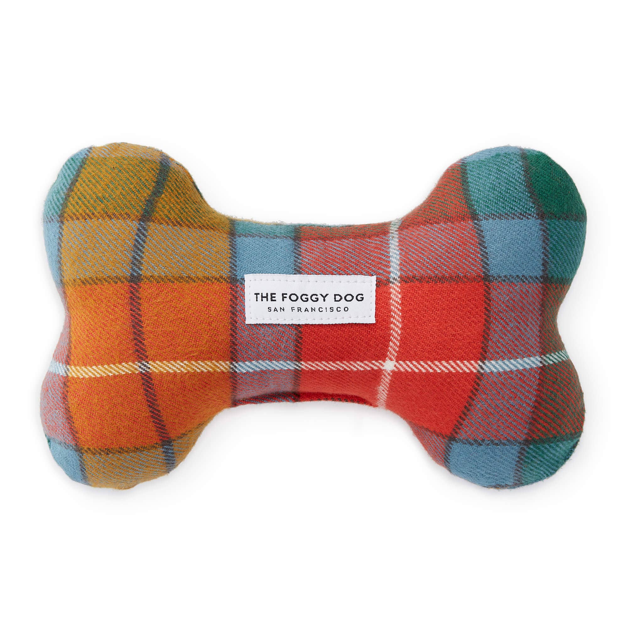 Plaid Flannel Fall Dog Bone Squeaky Toy