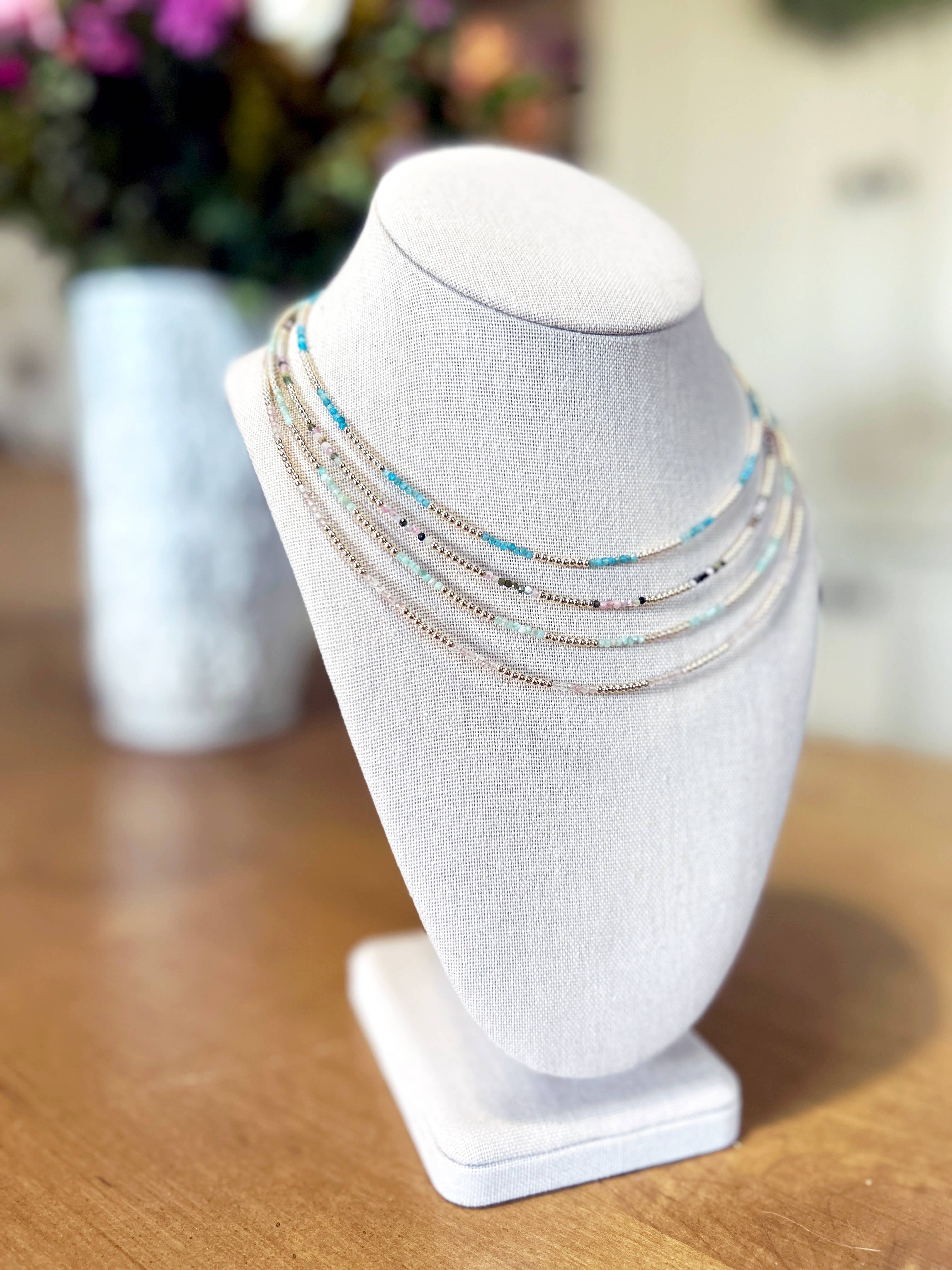 Dash Necklace - Handmade Gemstone and 14k Gold Filled Beads