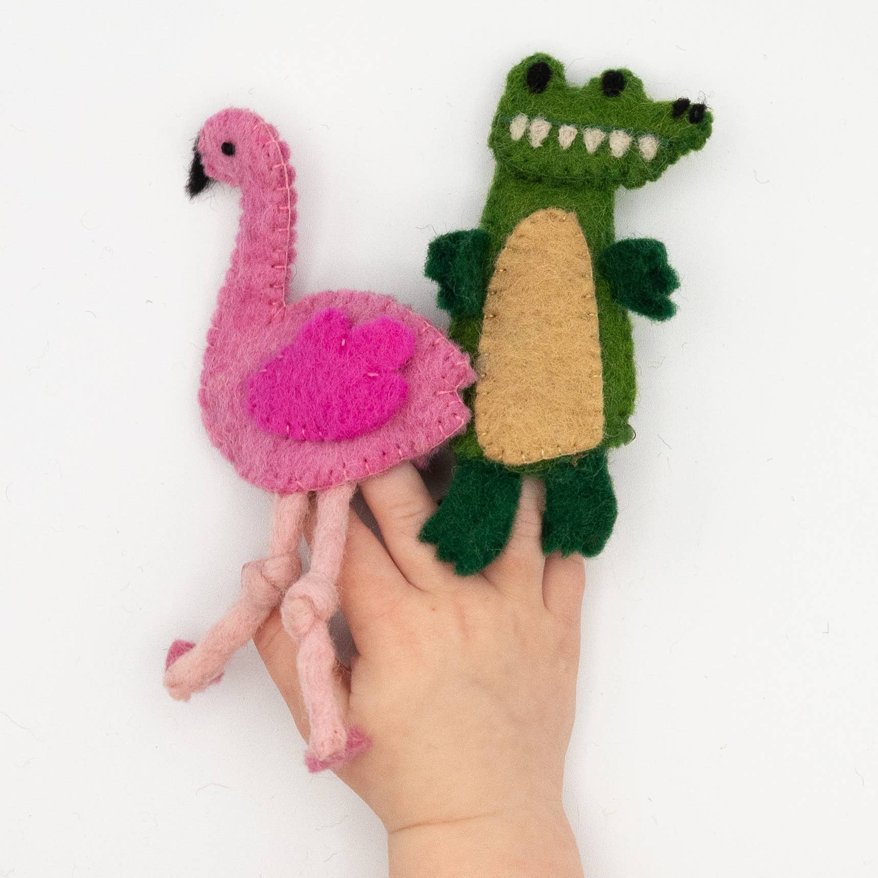 Alligator and Flamingo Finger Puppets