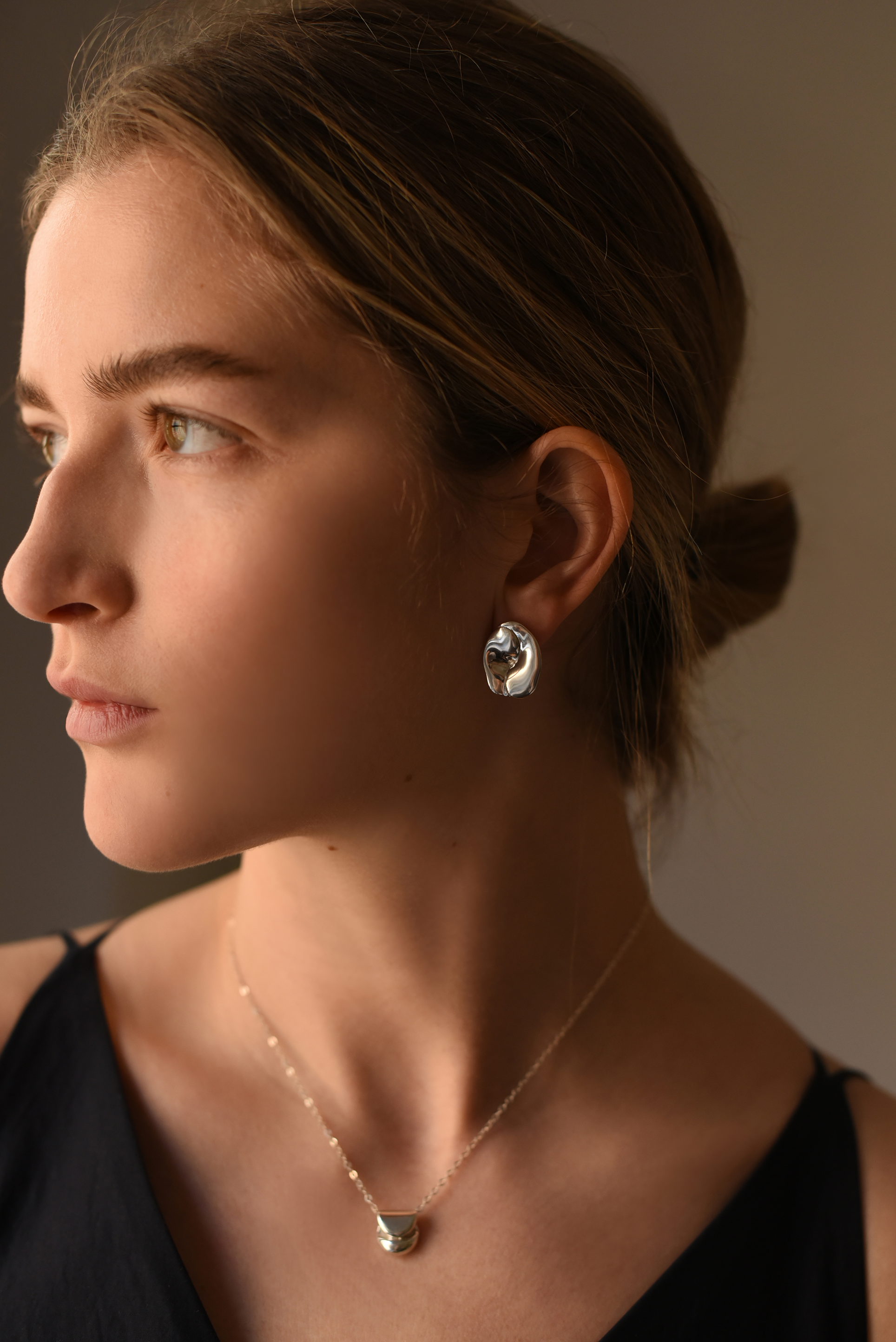 Smooth Brass Stud Earrings