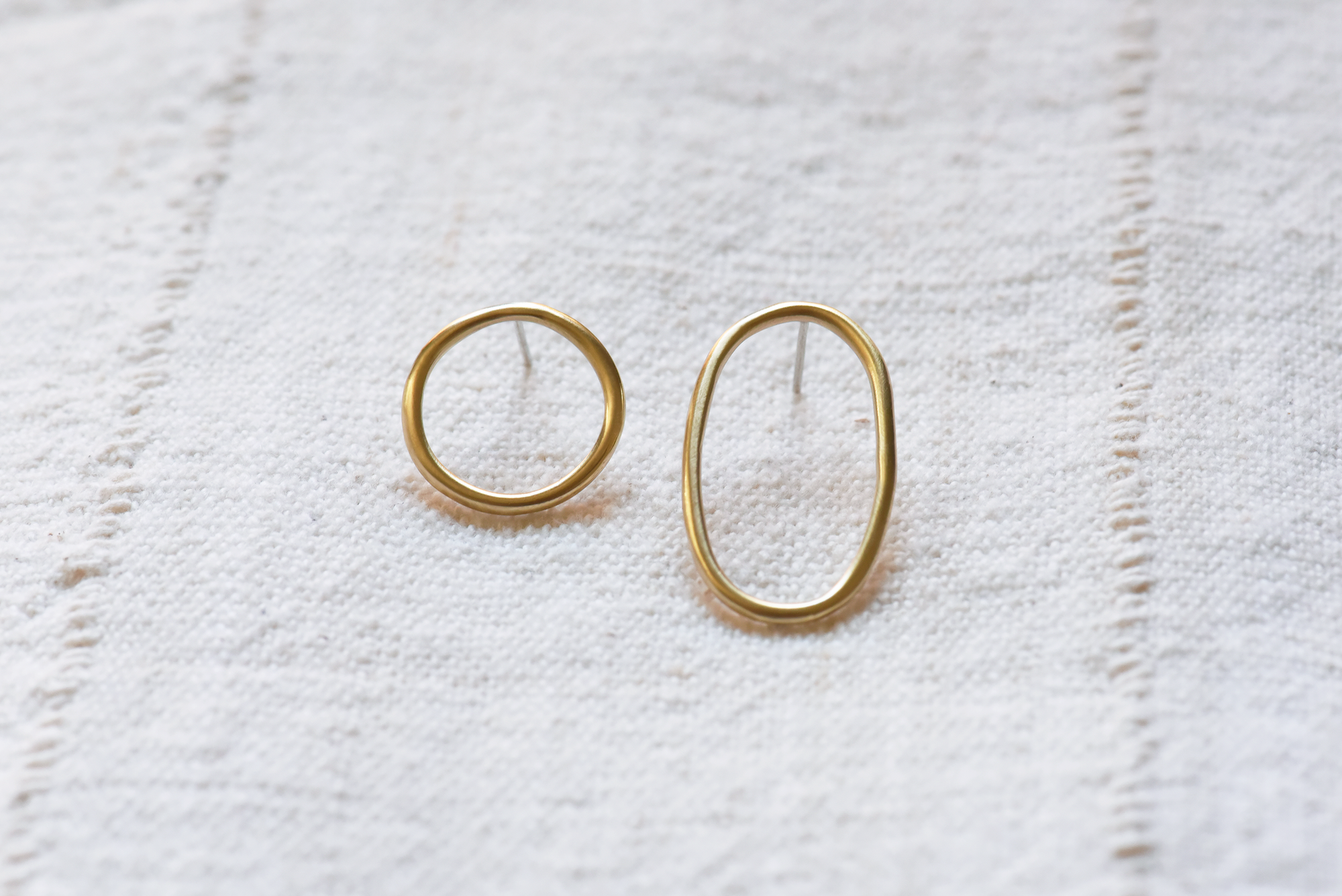 Mismatched Brass Stud Earrings