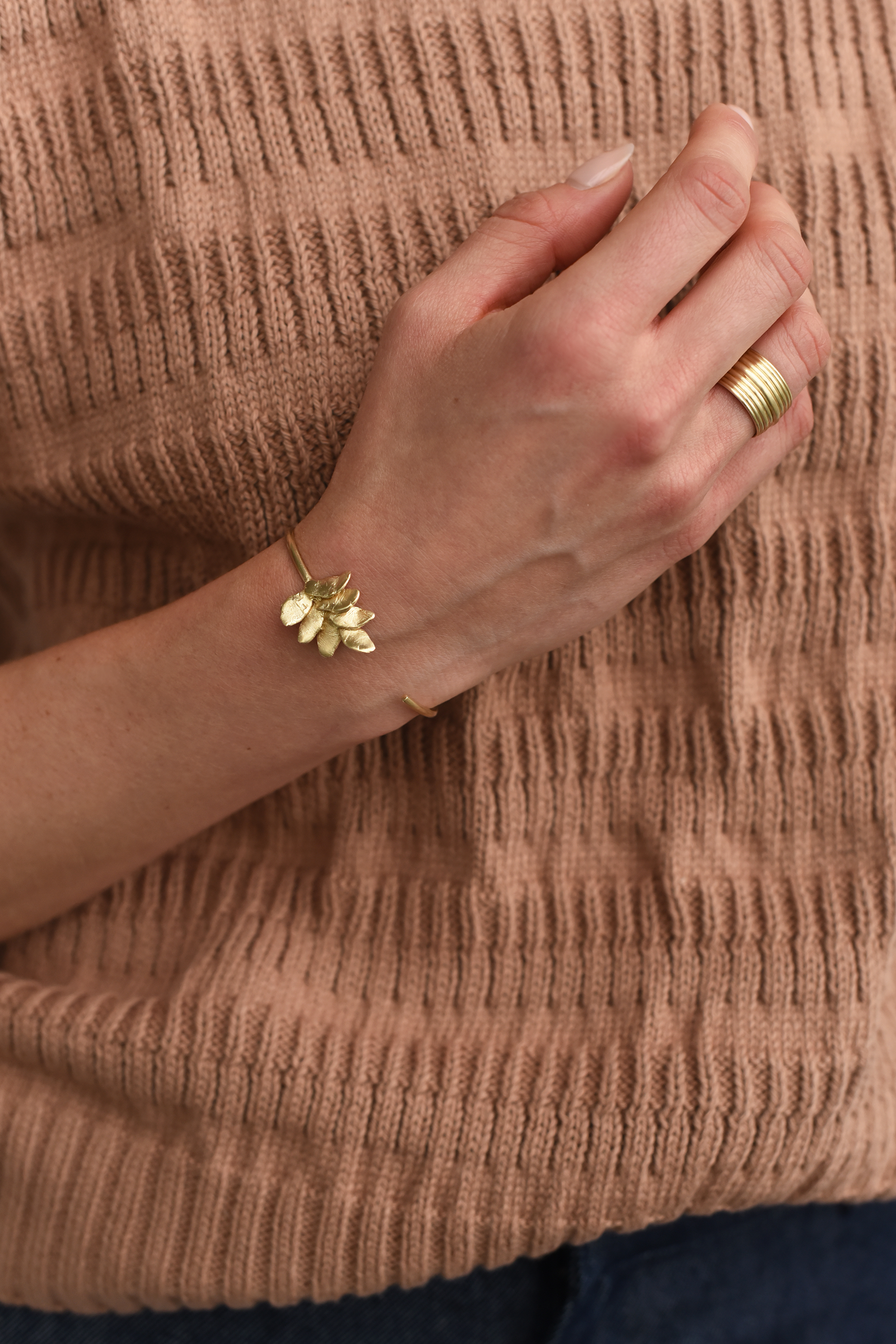 Leaf Brass Cuff Bracelet