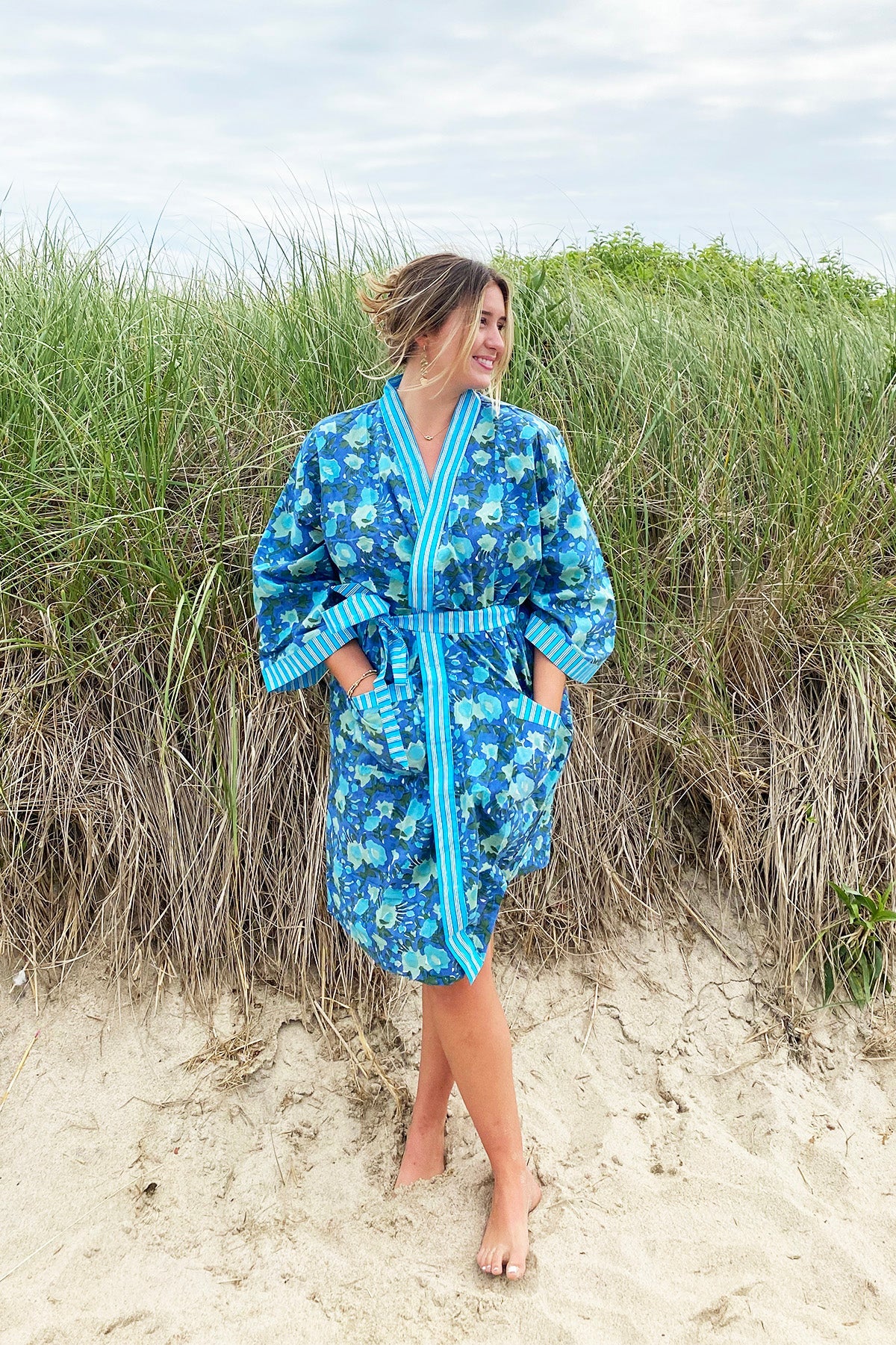 Jakarta Midi Robe | Watercolor Blues
