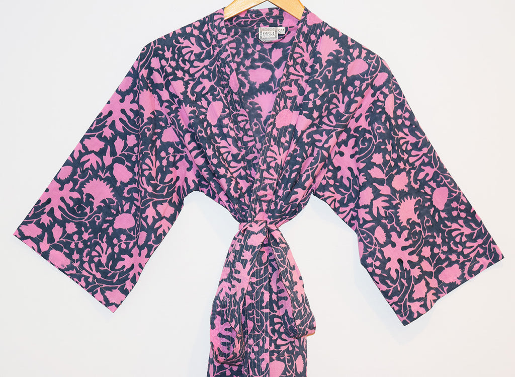 Kerala Long Robe | Shadow Floral Midnight