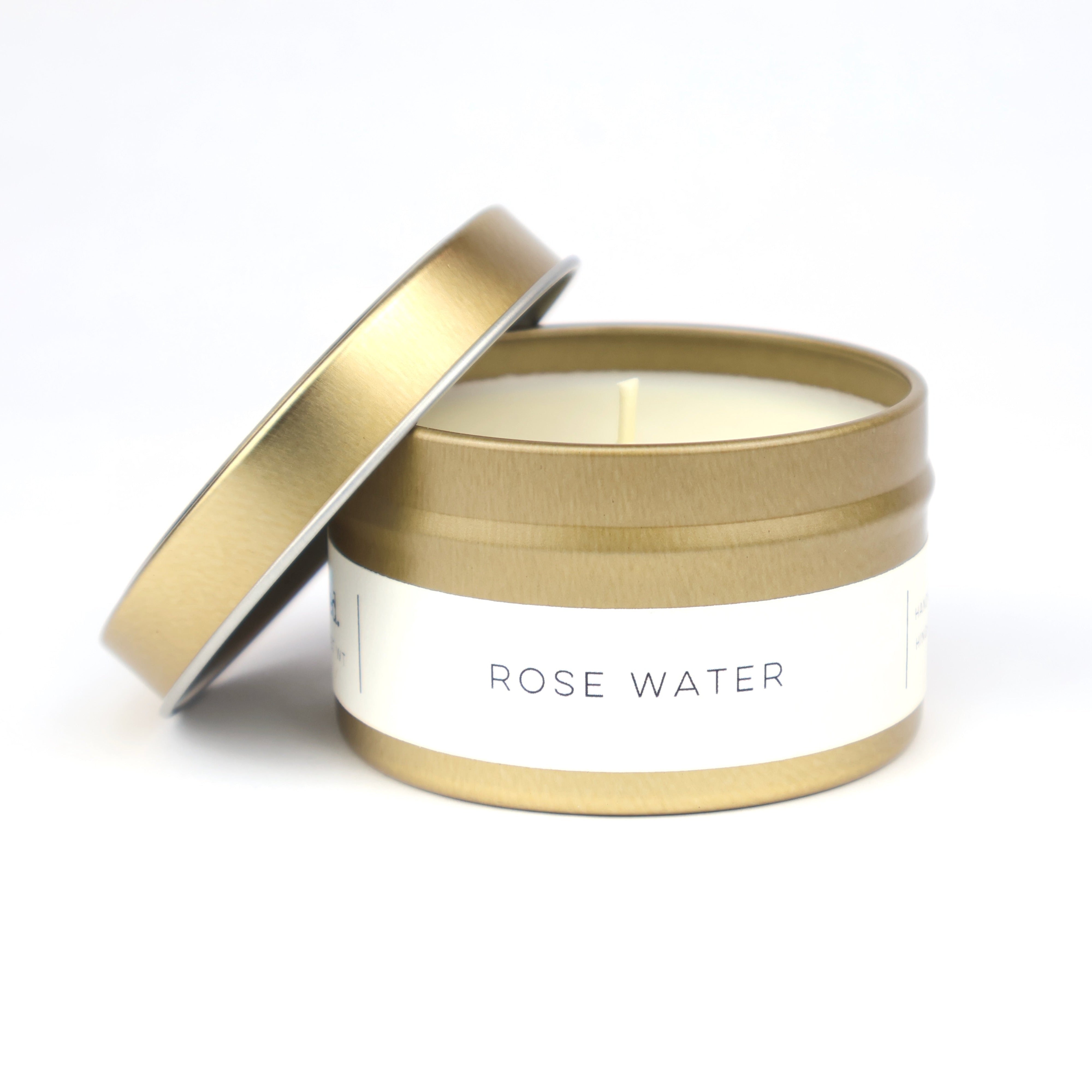 Rose Water Gold Tin Candle