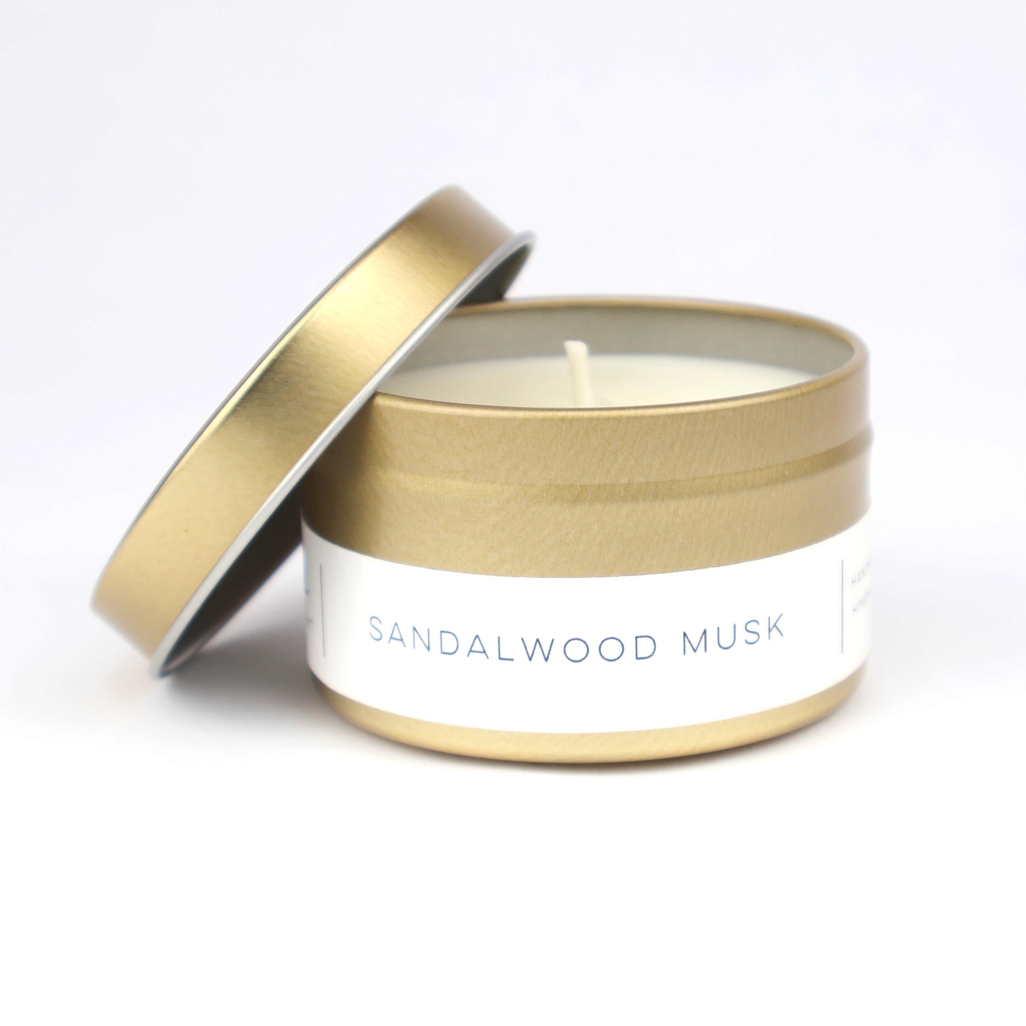 Sandalwood Musk Gold Tin Candle