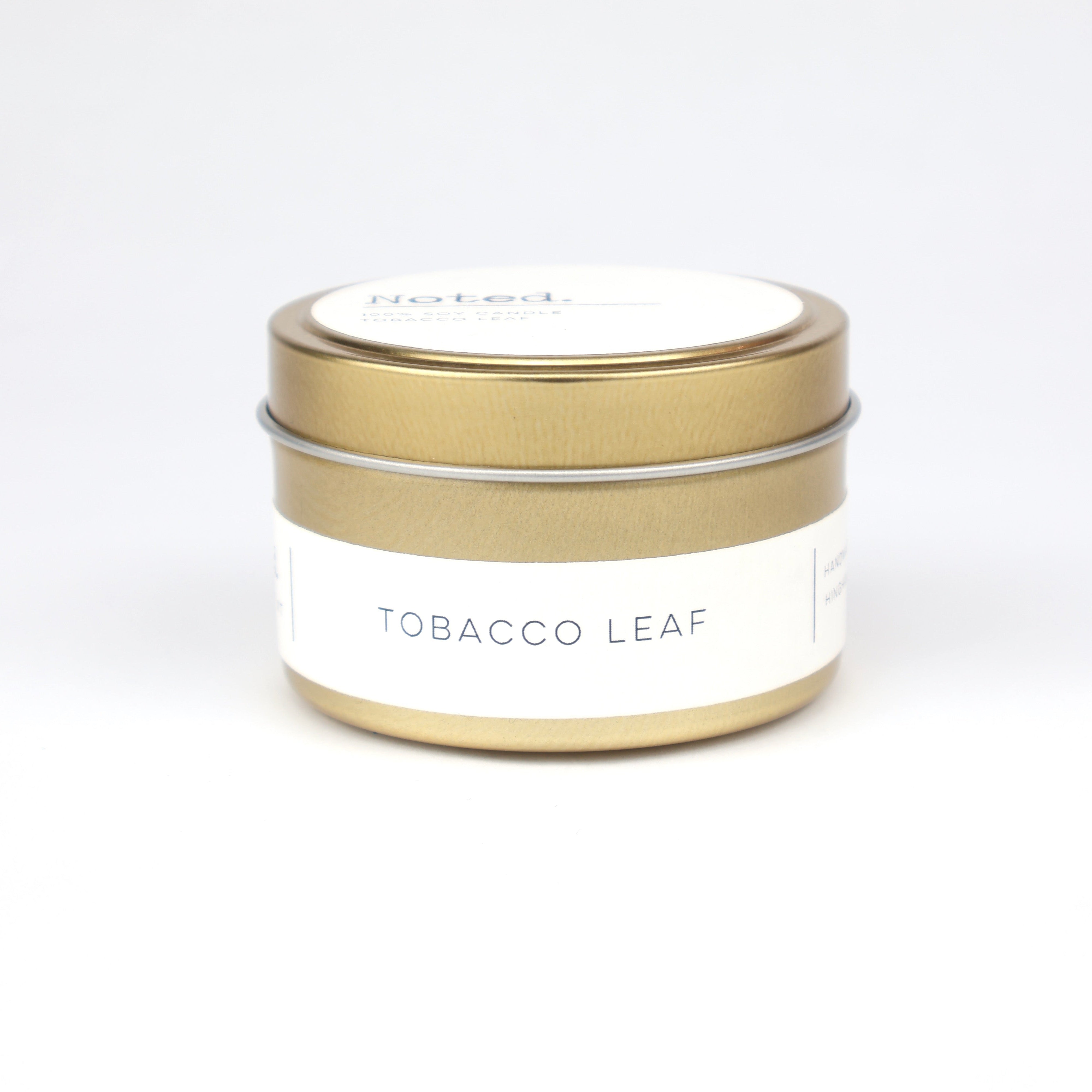 Tobacco Leaf Gold Tin Candle