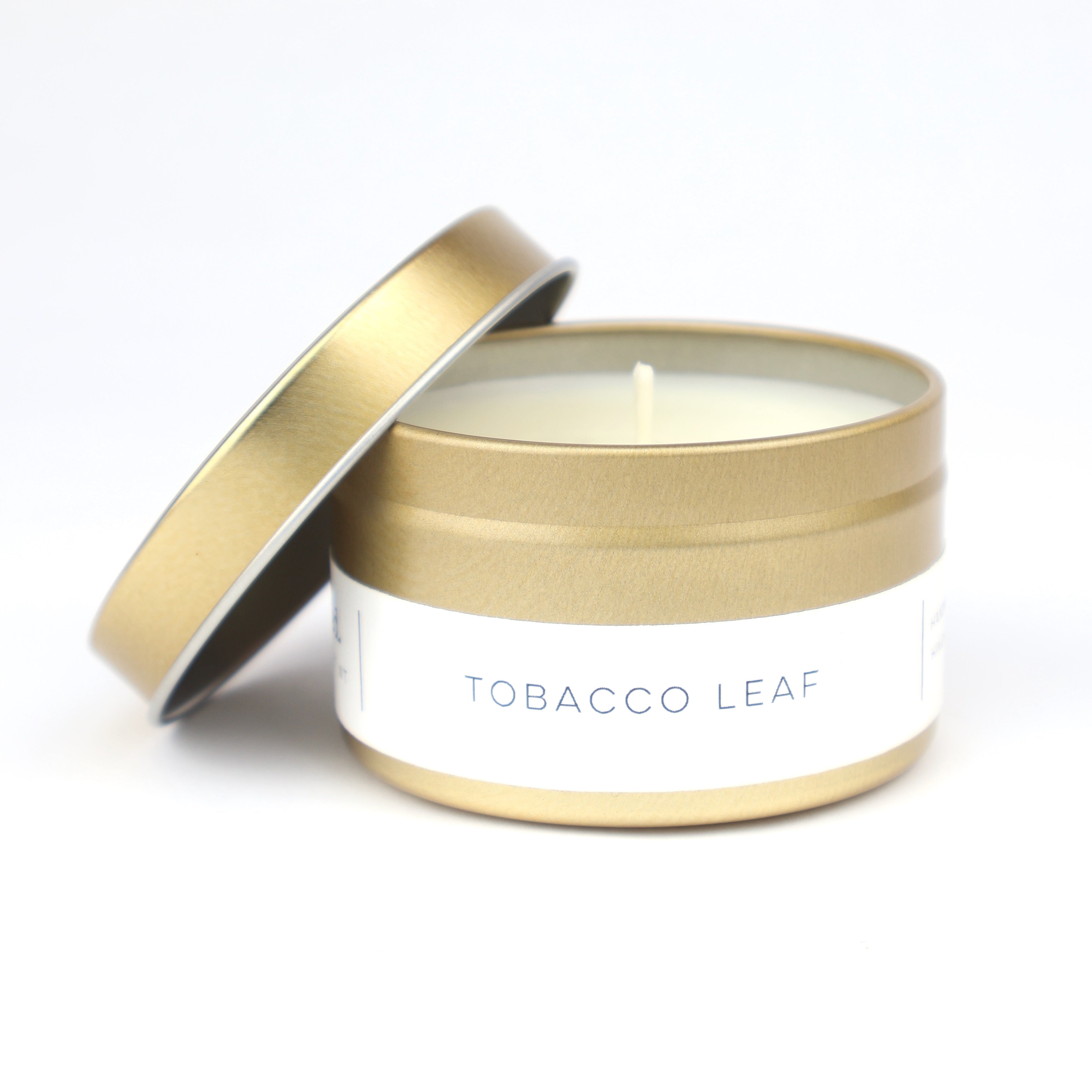 Tobacco Leaf Gold Tin Candle