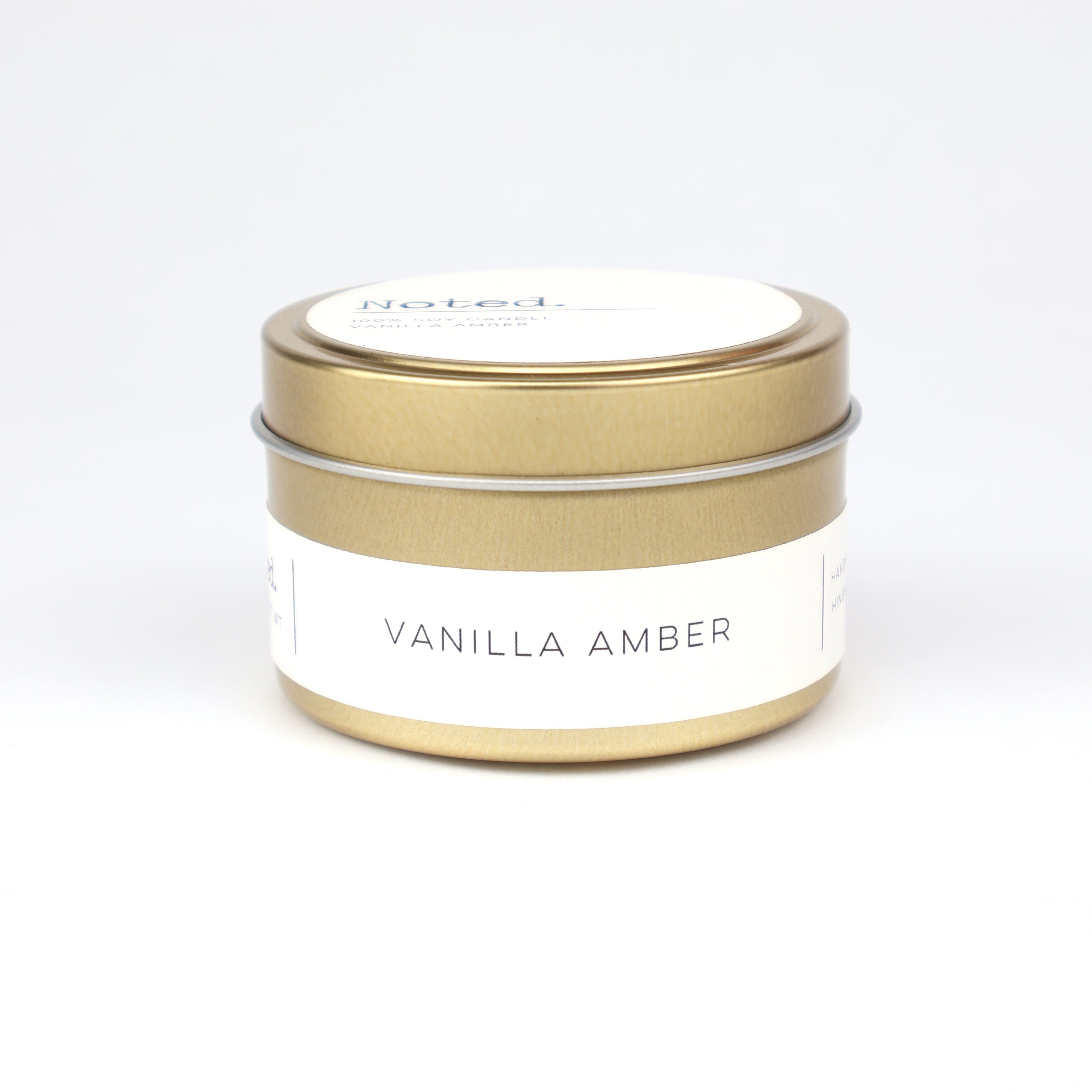 Vanilla Amber Gold Tin Candle