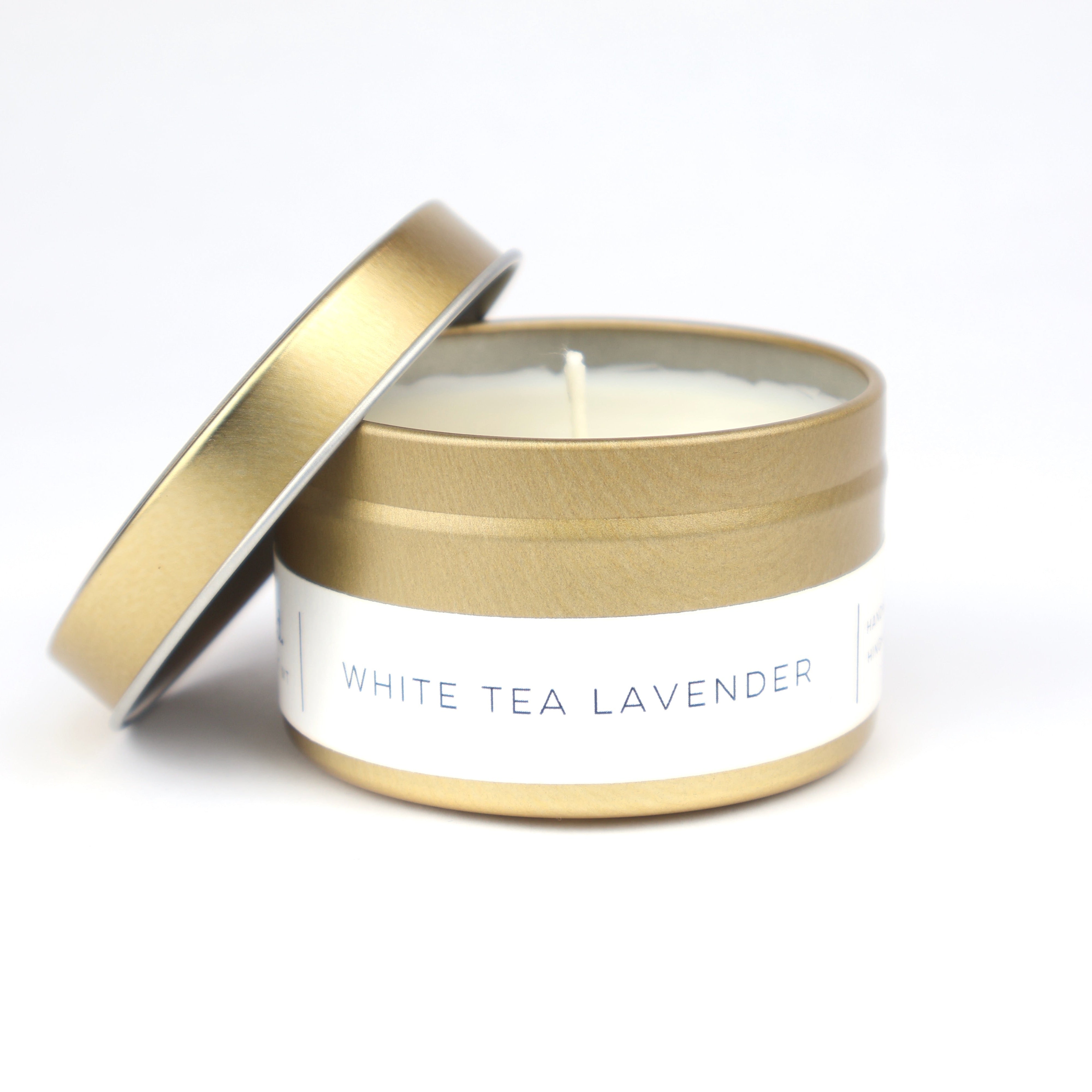 White Tea Lavender Gold Tin Candle