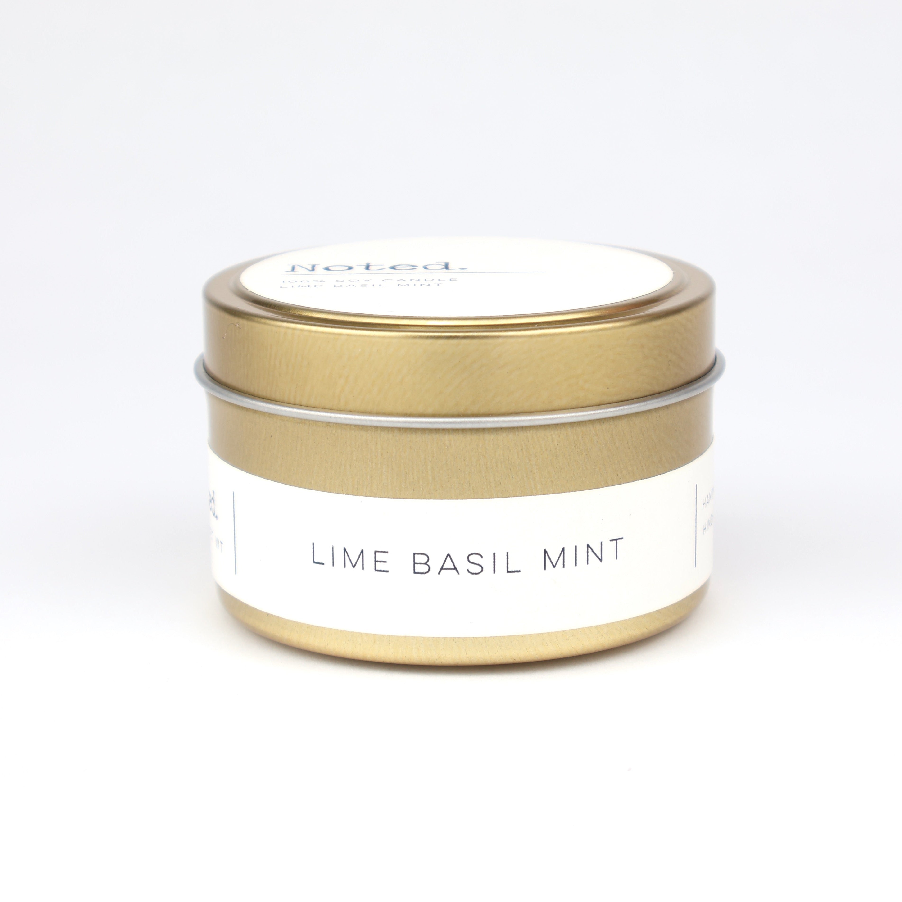 Lime Basil Mint Gold Tin Candle