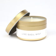 Lime Basil Mint Gold Tin Candle