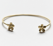 Two Flower Brass Cuff Bracelet
