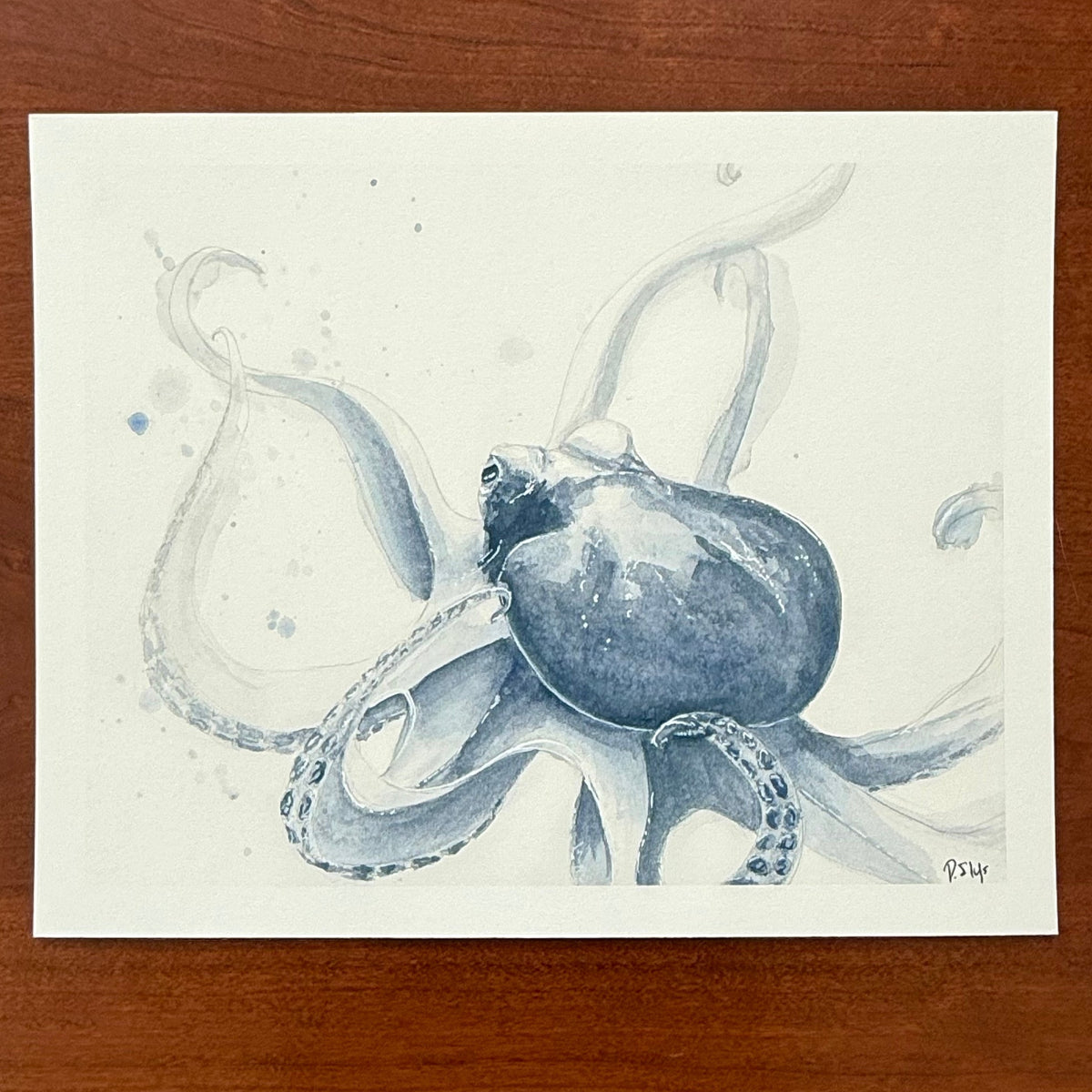 Indigo Octopus Watercolor Art Print by Provan Slys Smith