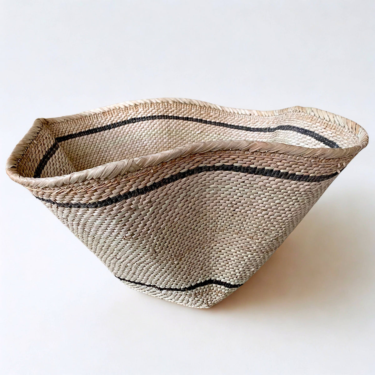 Striped Palm Leaf Dancing Basket