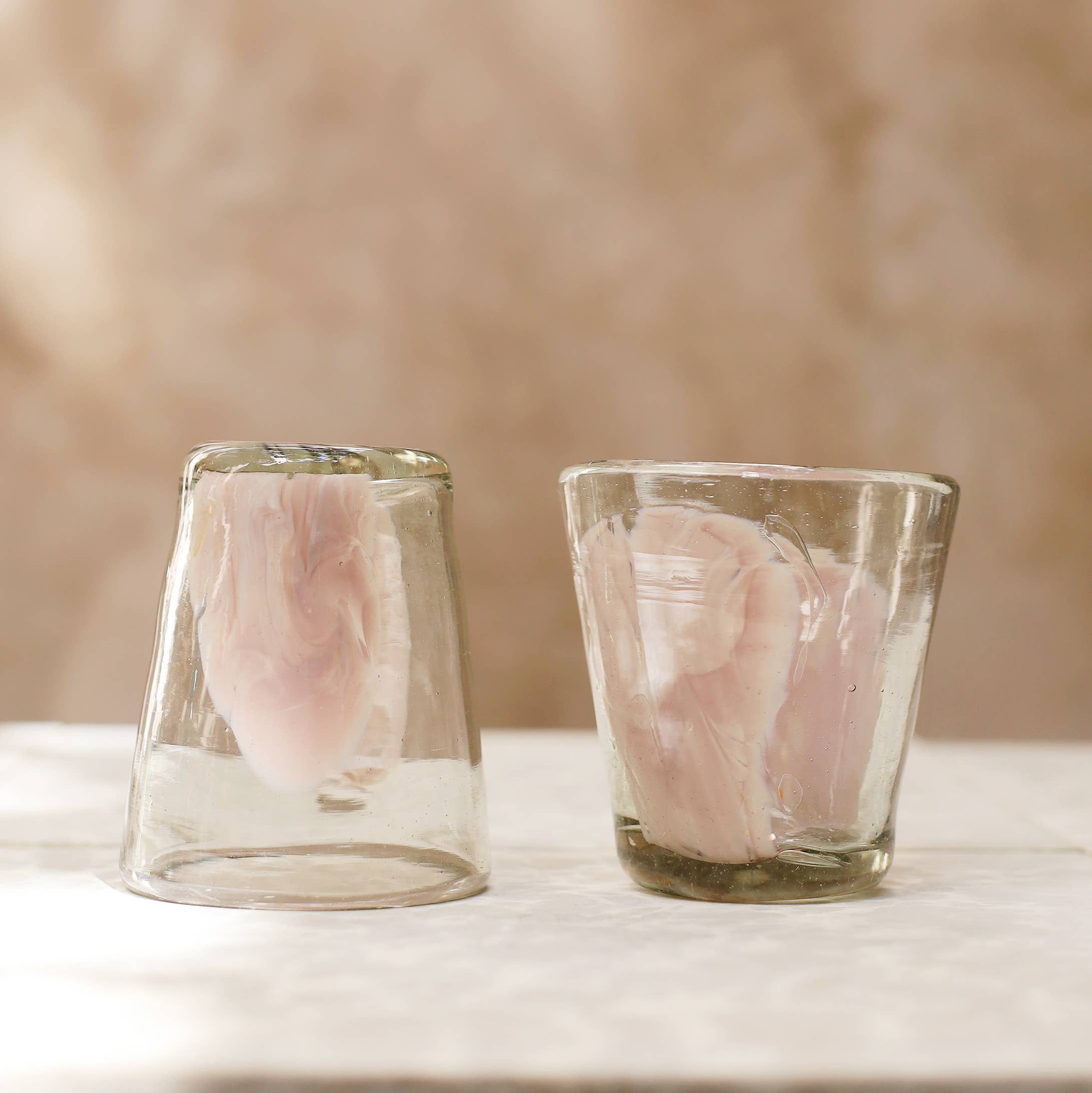 Pink Hand Blown Stacking Glass Tumbler 8oz