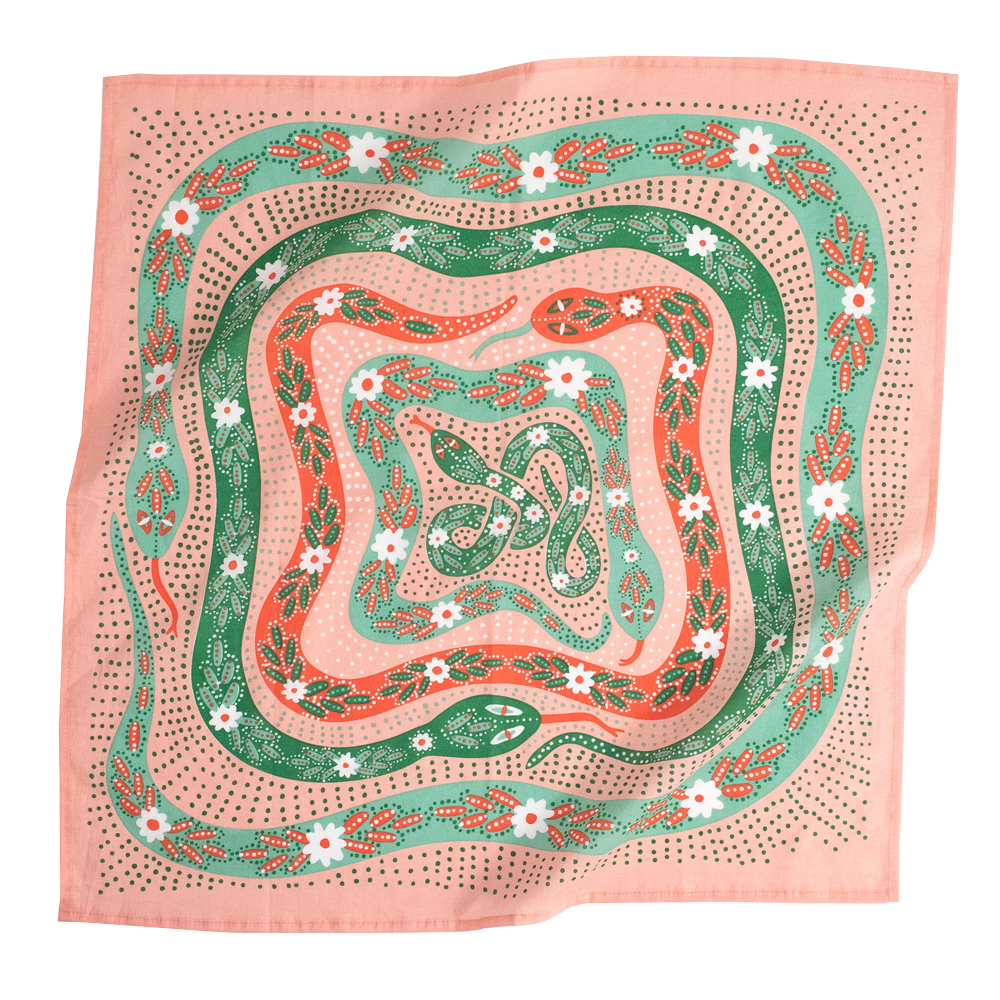 Pink Snakes Cotton Bandana