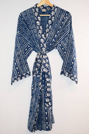 Jakarta Midi Robe | Natural Indigo Geo