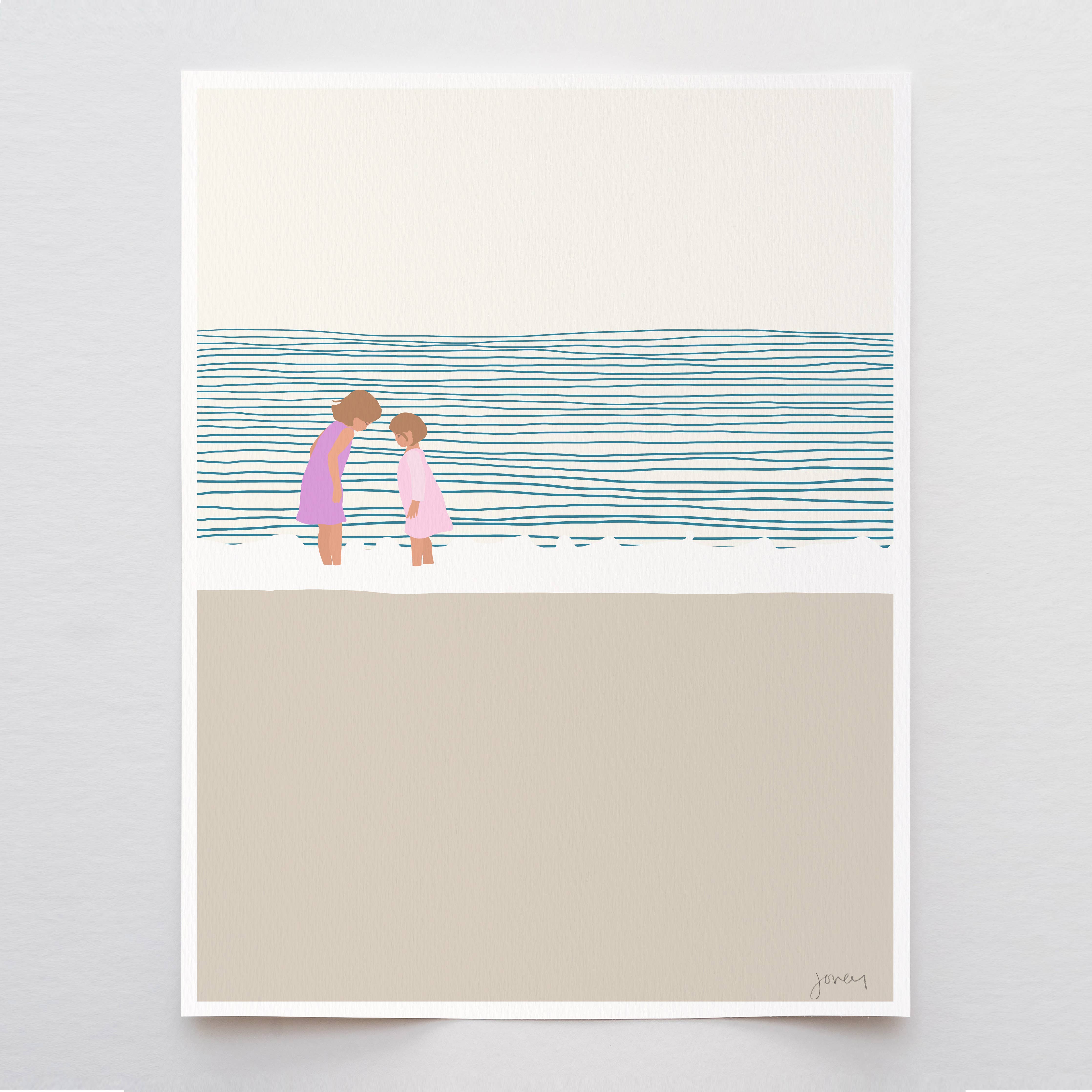 Sisters on the Beach Art Print 8"x10"