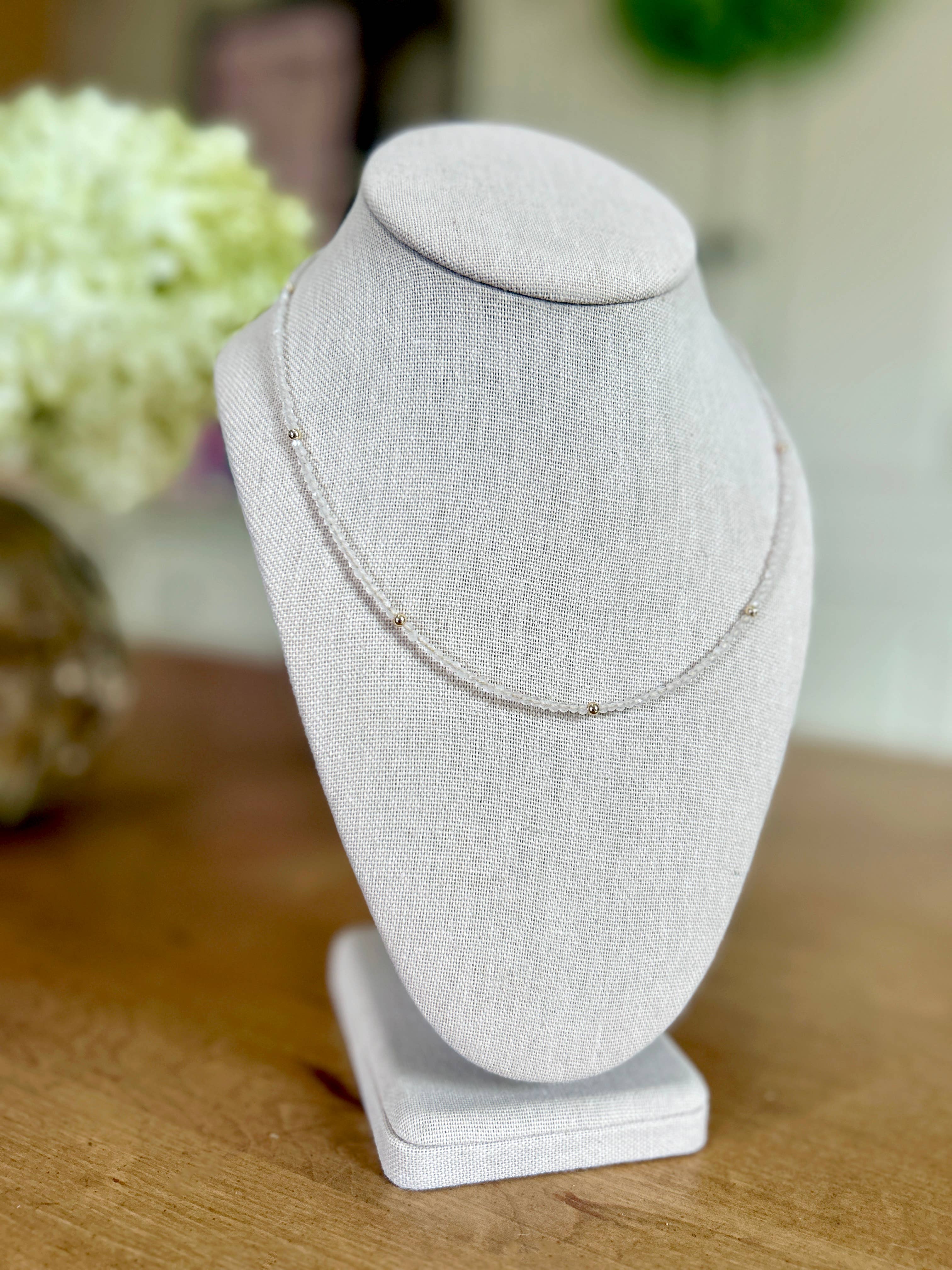 Satellite Necklace - Handmade from Pale Pink Gemstones