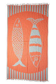 Sardine Beach Towel - Orange/Mint