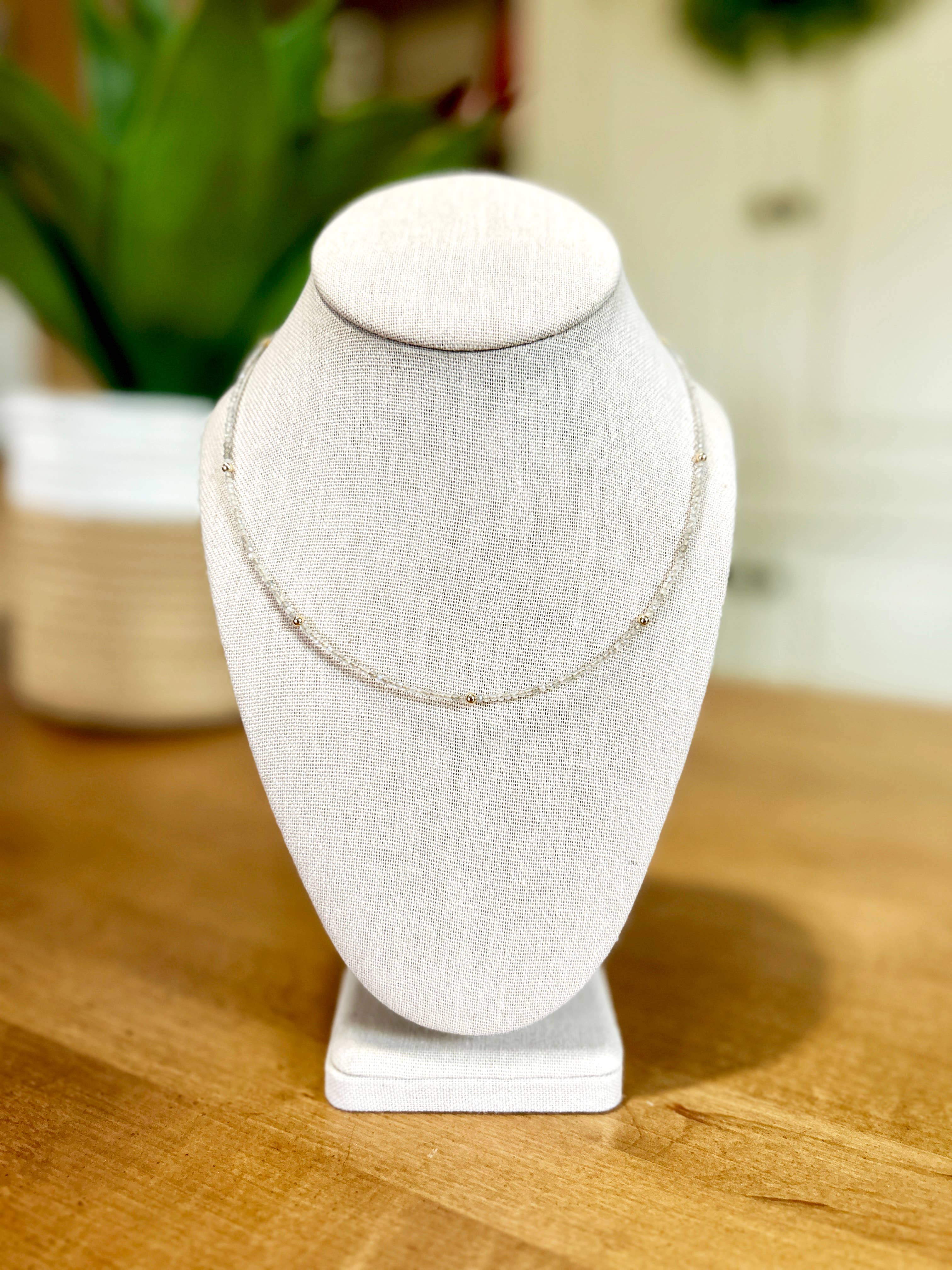 Satellite Necklace - Handmade from Light Gray Gemstones