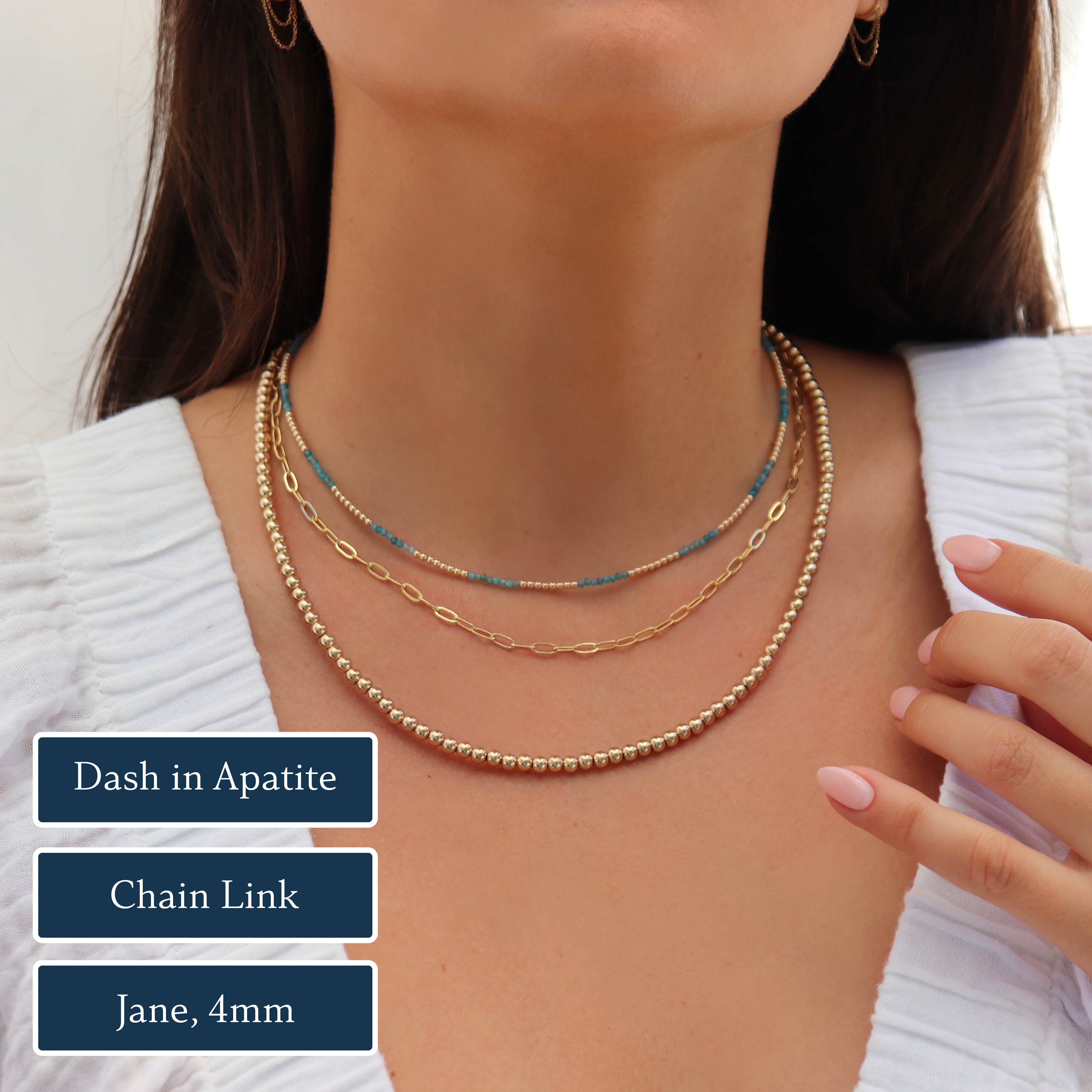 Dash Necklace - Handmade Gemstone and 14k Gold Filled Beads