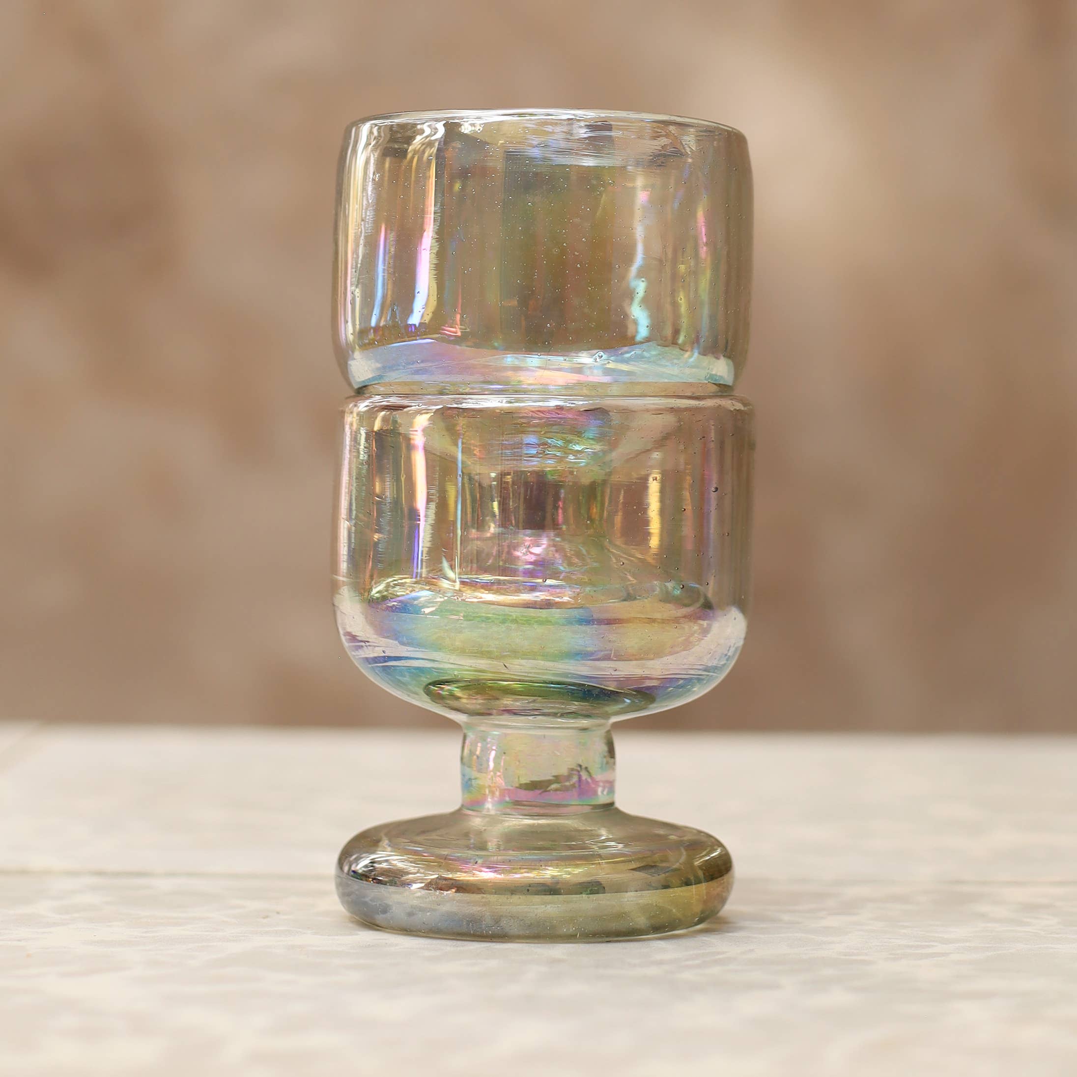 Hand Blown Opal Glass Copa 7oz