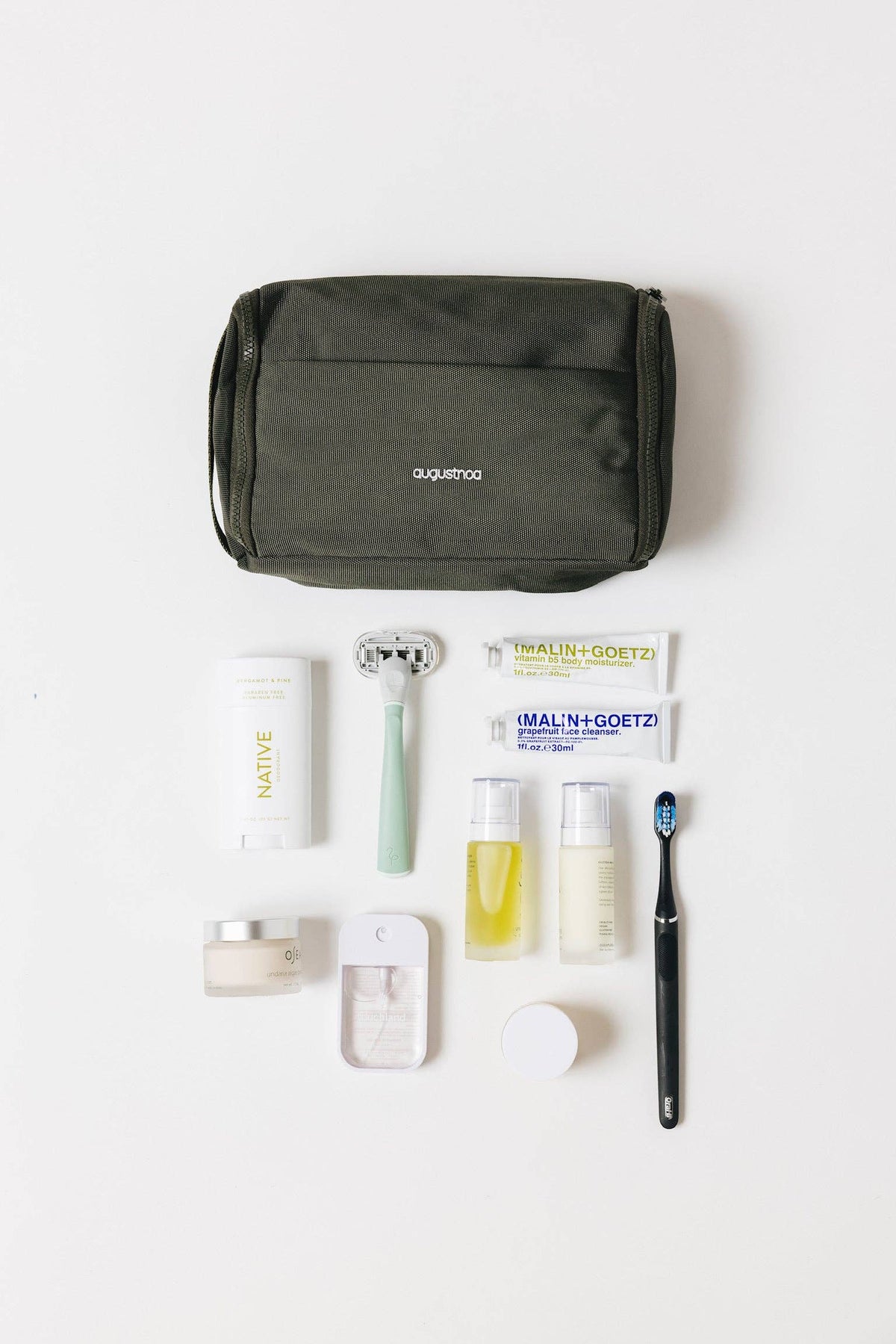 Olive Green Recycled Travel Toiletry Bag