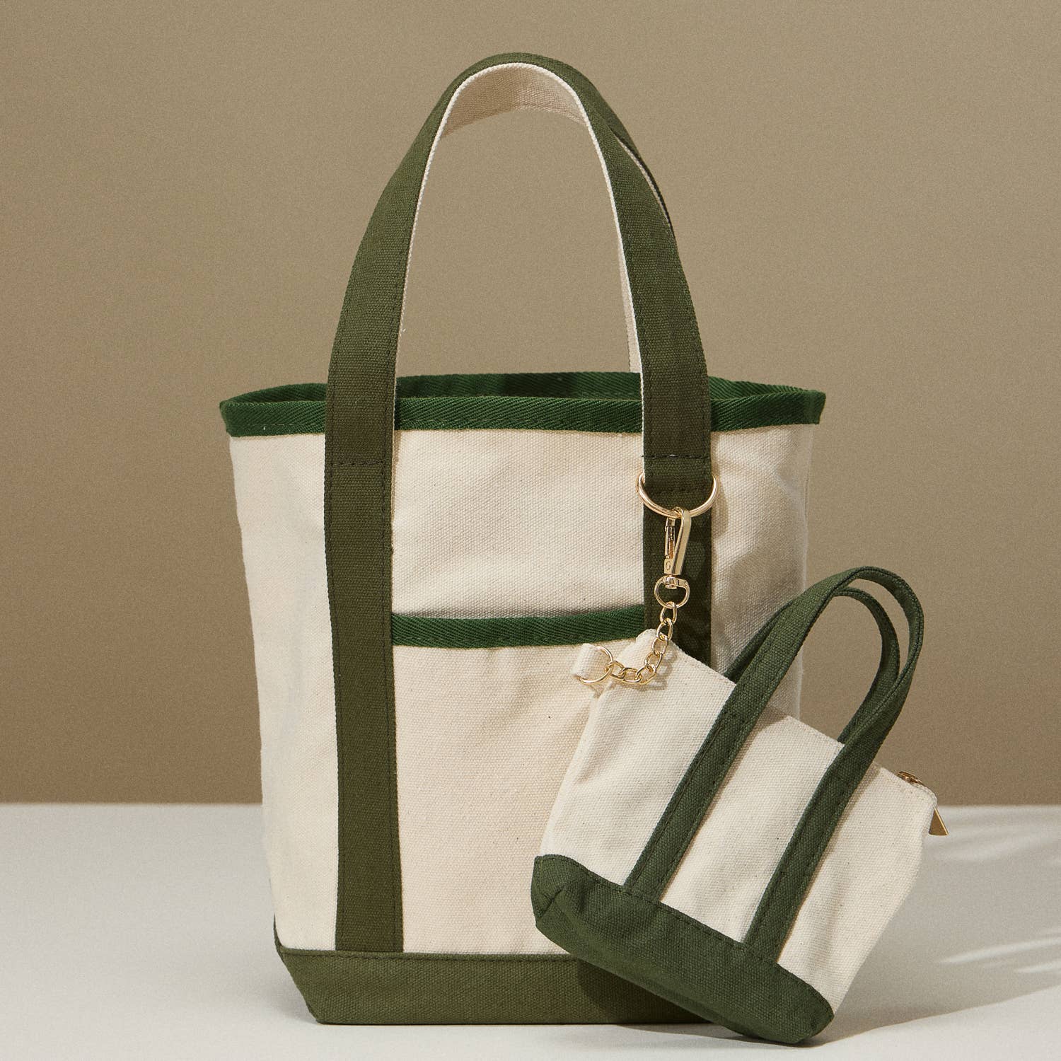 Olive Medium Cotton Canvas Tote Bag