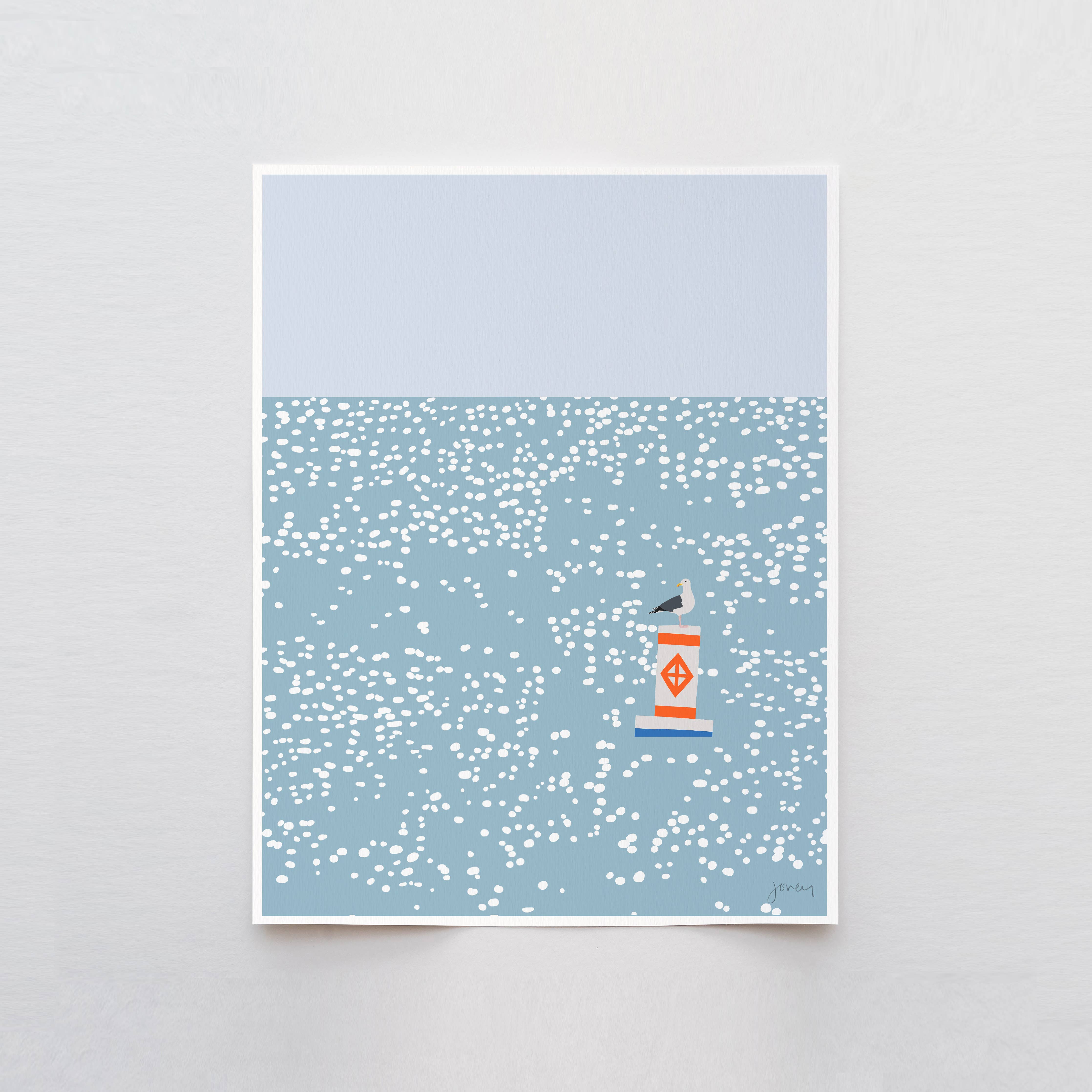 Seagull on Water Art Print 8"x10"