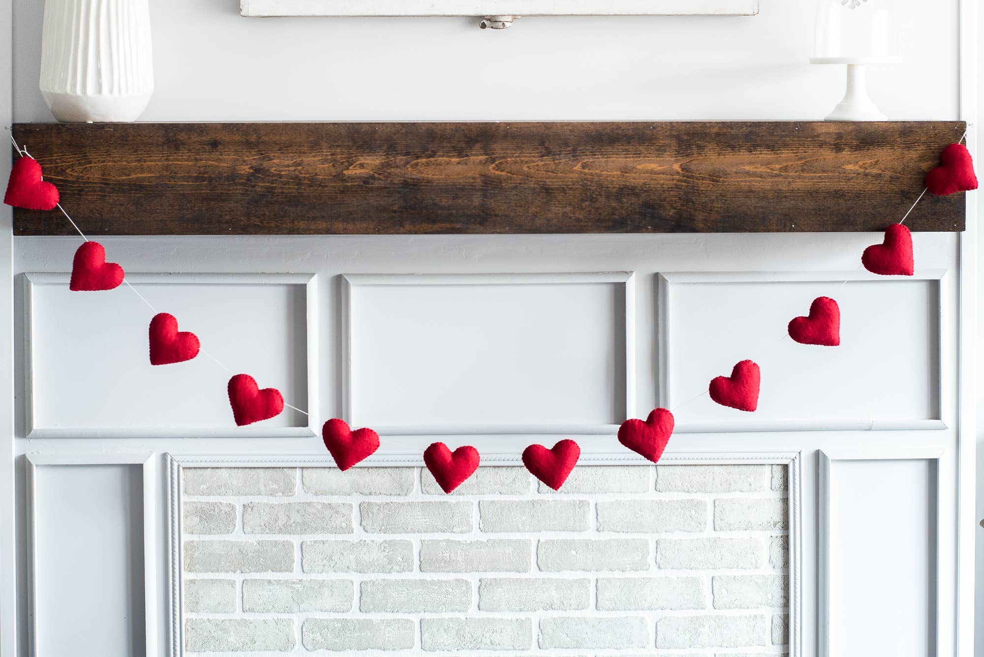 Red Hearts Handmade Wool Felt Garland