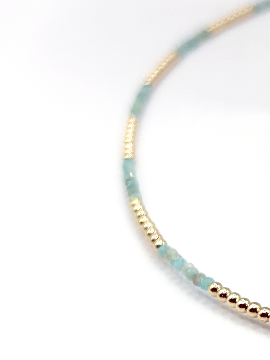 Dash Necklace - Handmade Gemstone and 14k Gold Filled Beads