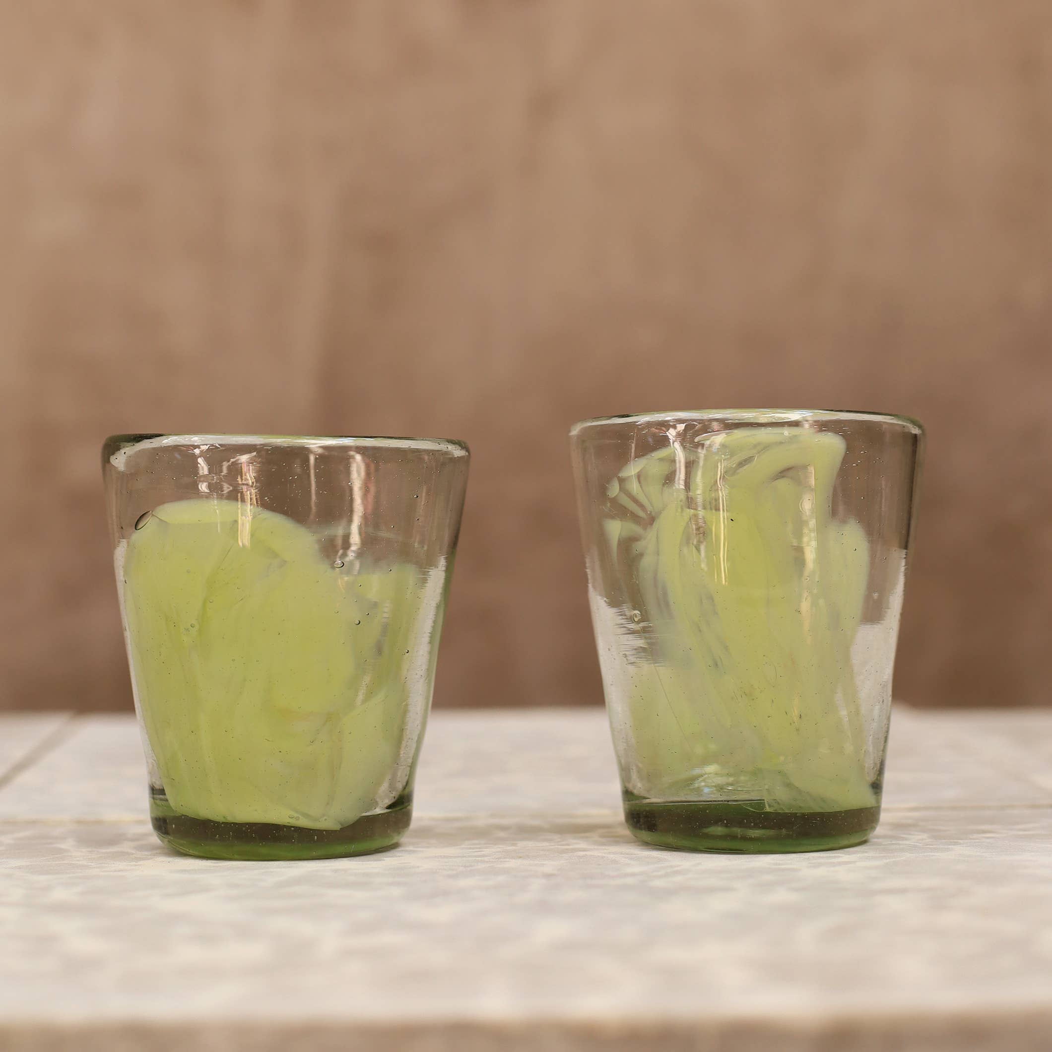 Green Hand Blown Stacking Glass Tumbler 8oz