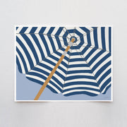Navy Striped Umbrella Art Print 8"x10"