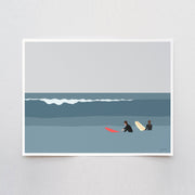 Surfers Waiting Art Print 8"x10"