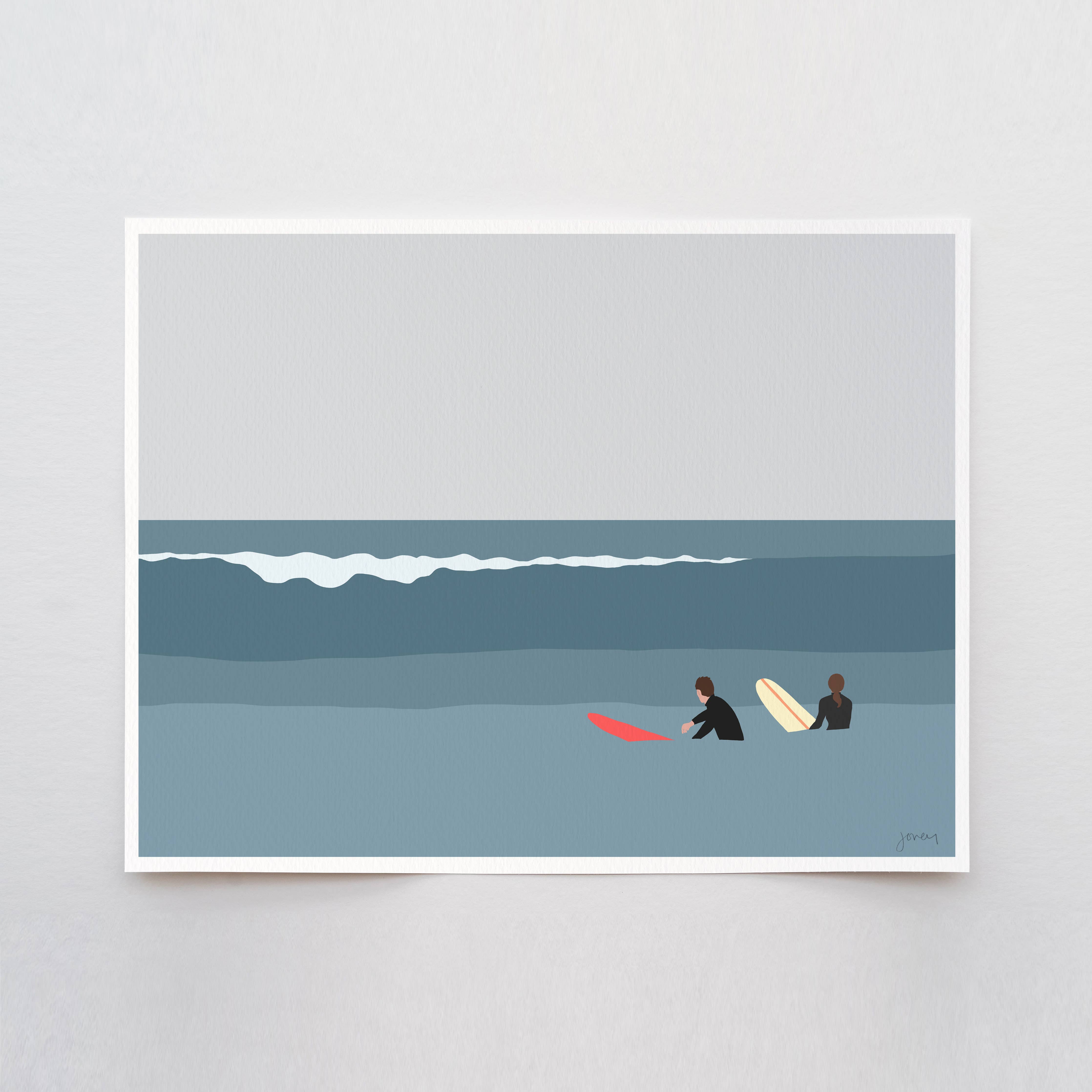 Surfers Waiting Art Print 8"x10"