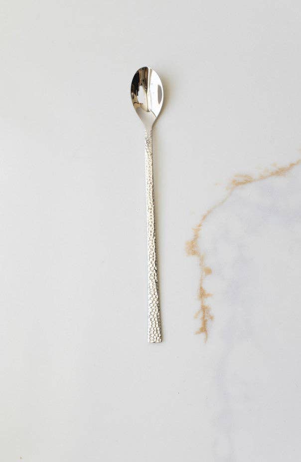 Hammered Stainless Steel Long Spoon