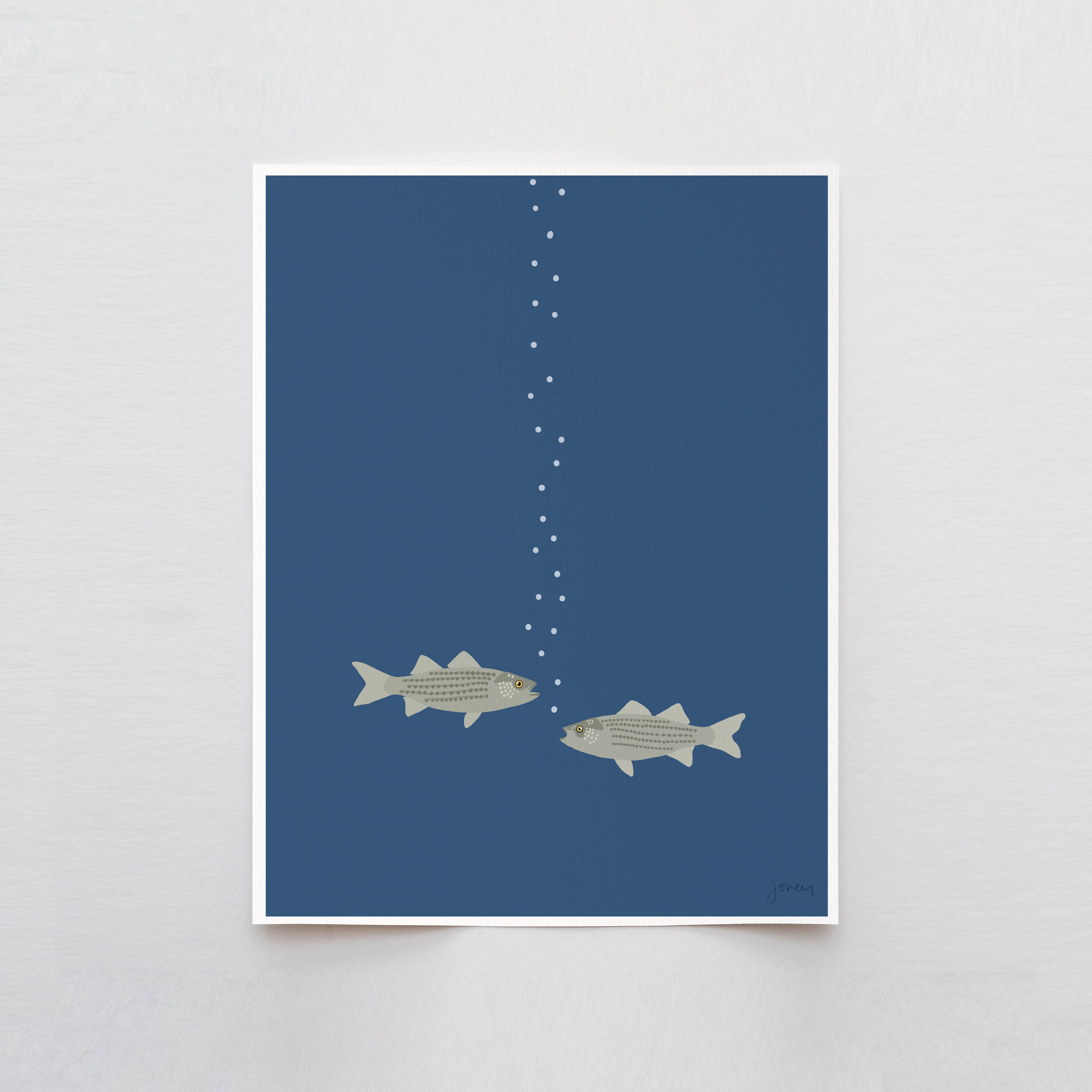 Two Striped Bass Art Print 8"x10"