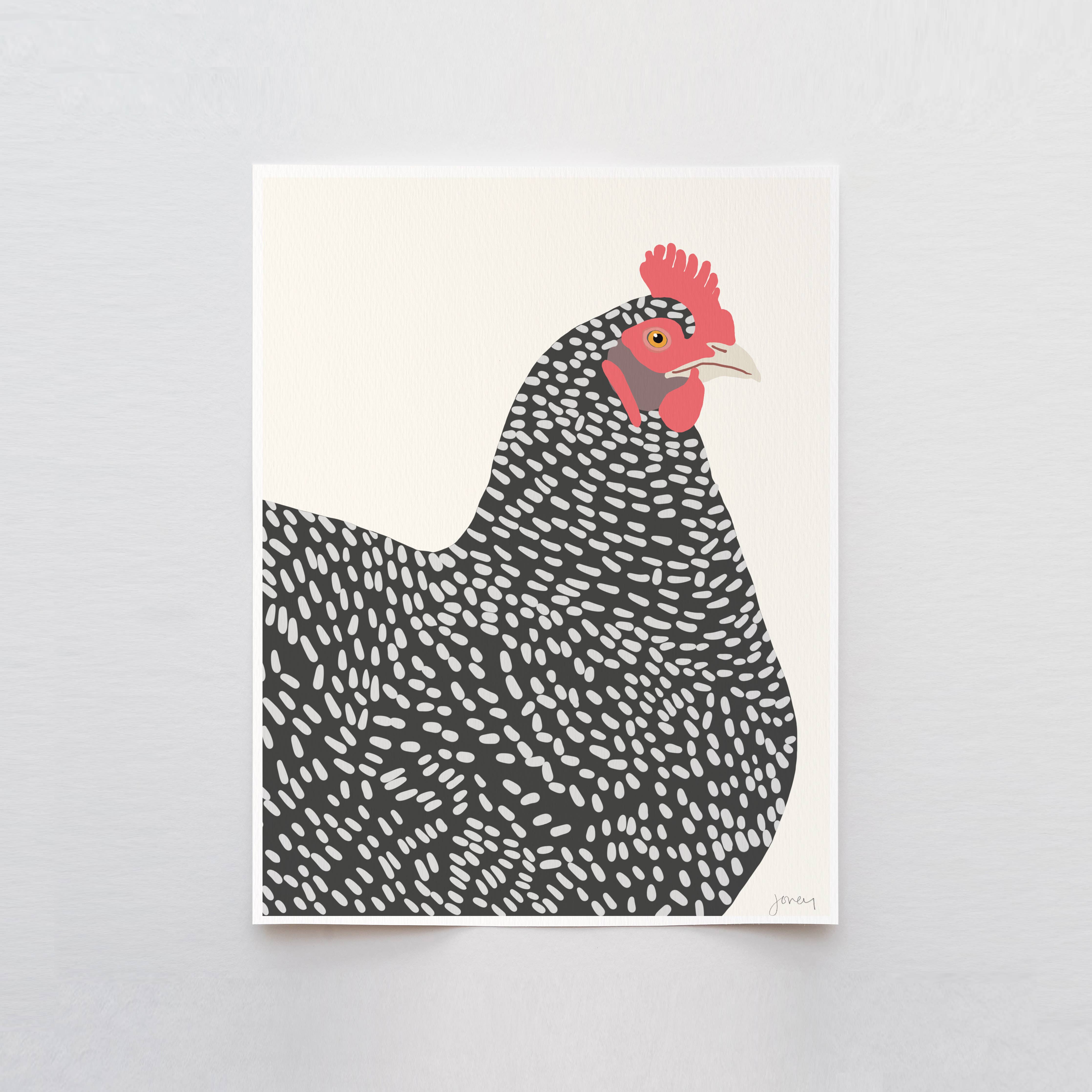 Plymouth Rock Chicken Art Print 8"x10"