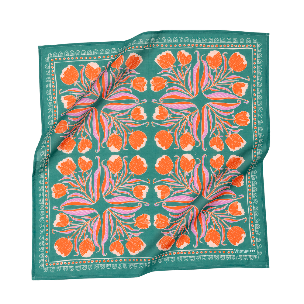 Green and Orange Cotton Bandana